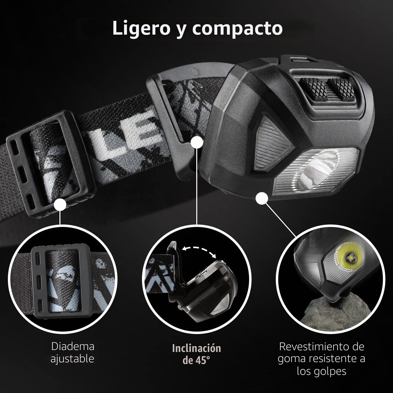 Lepro LE Linterna Cabeza LED 1300lux IPX4 Impermeable Frontal 6 Modos Luz Rojo