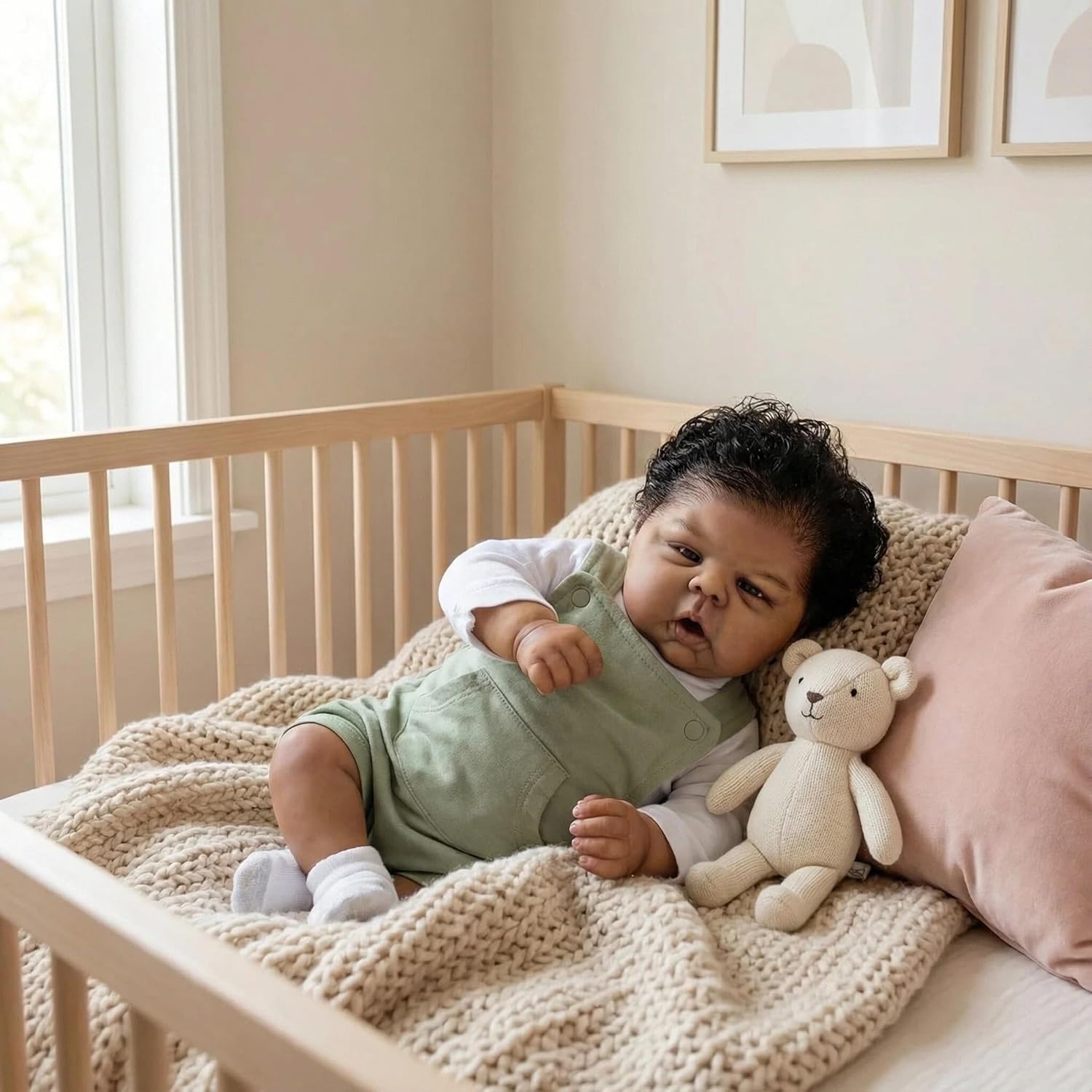 Angelbaby Big Size Reborn Baby Dolls Black Boy 24 Inch Reborn Toddler Doll Lifelike African American Newborn Silicone Dolls, Realistic Weighted Soft Body Biracial Babys, Christmas Birthday Gifts