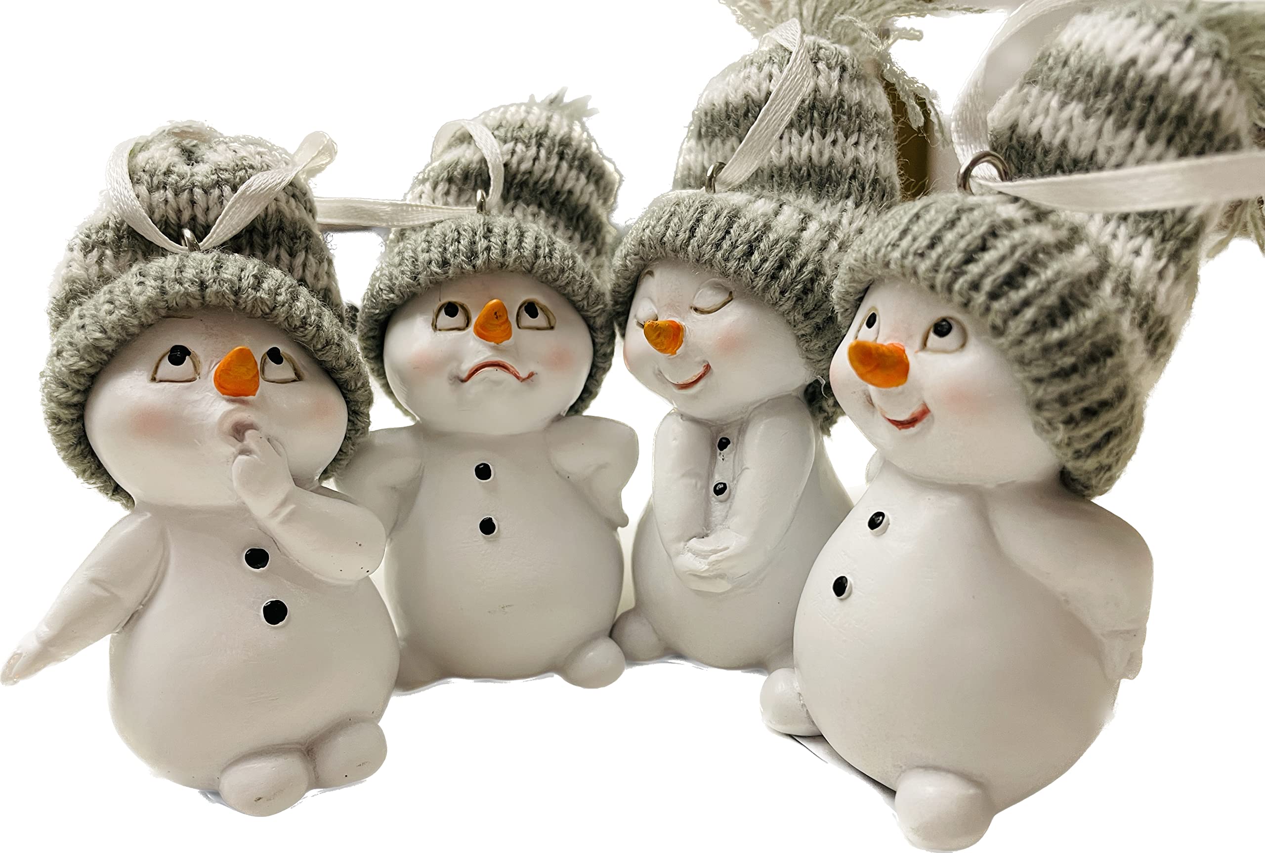 khevga Christmas Decoration Figures Snowman Pendant Grey in Set of 4, Grey Hanging - Image 2