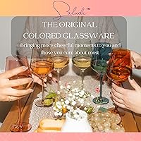 Vista 7 de Saludi Copas de vino originales Smokey Sand, 16.5 onzas (juego de 6) con tallo de un solo color, vidrio neutro ámbar ahumado marrón, ideal para todo