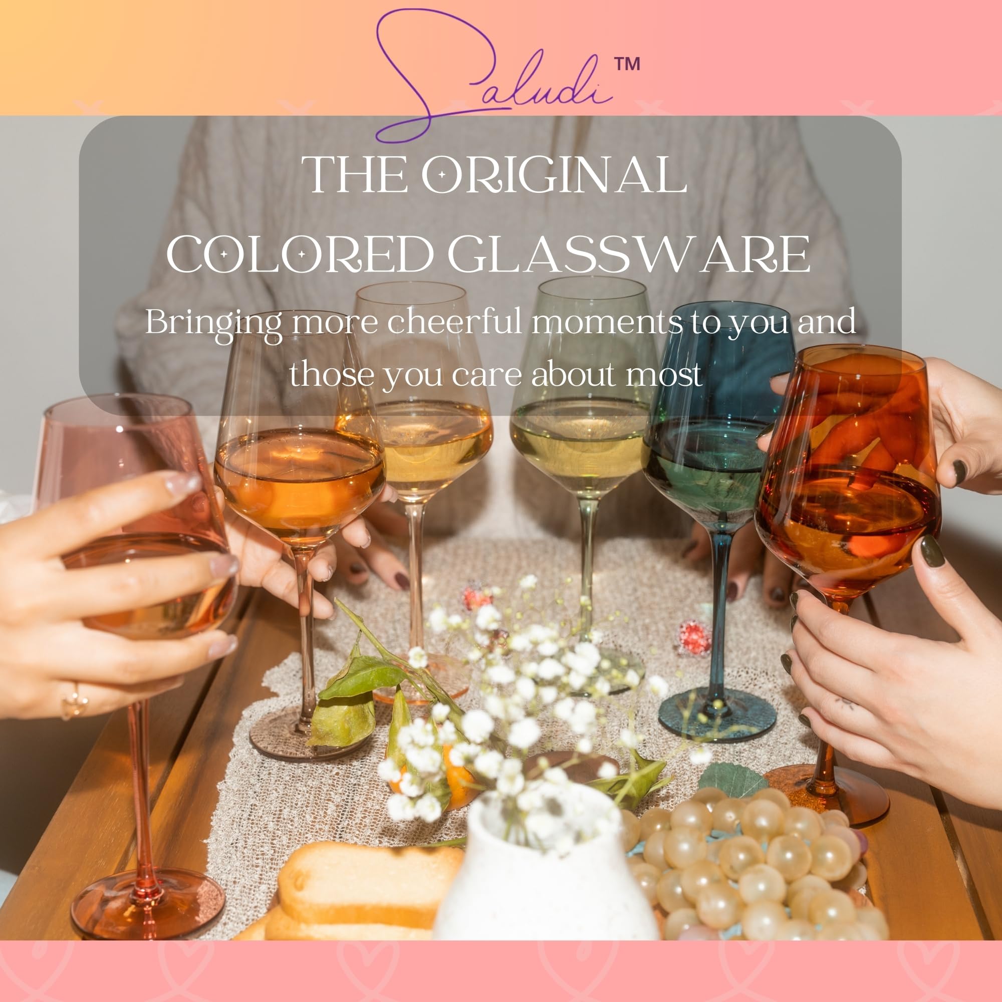 Saludi Dark Orange Wine Glasses - Set of 6 -4 Saludi Dark Orange Wine Glasses - Set of 6 -4