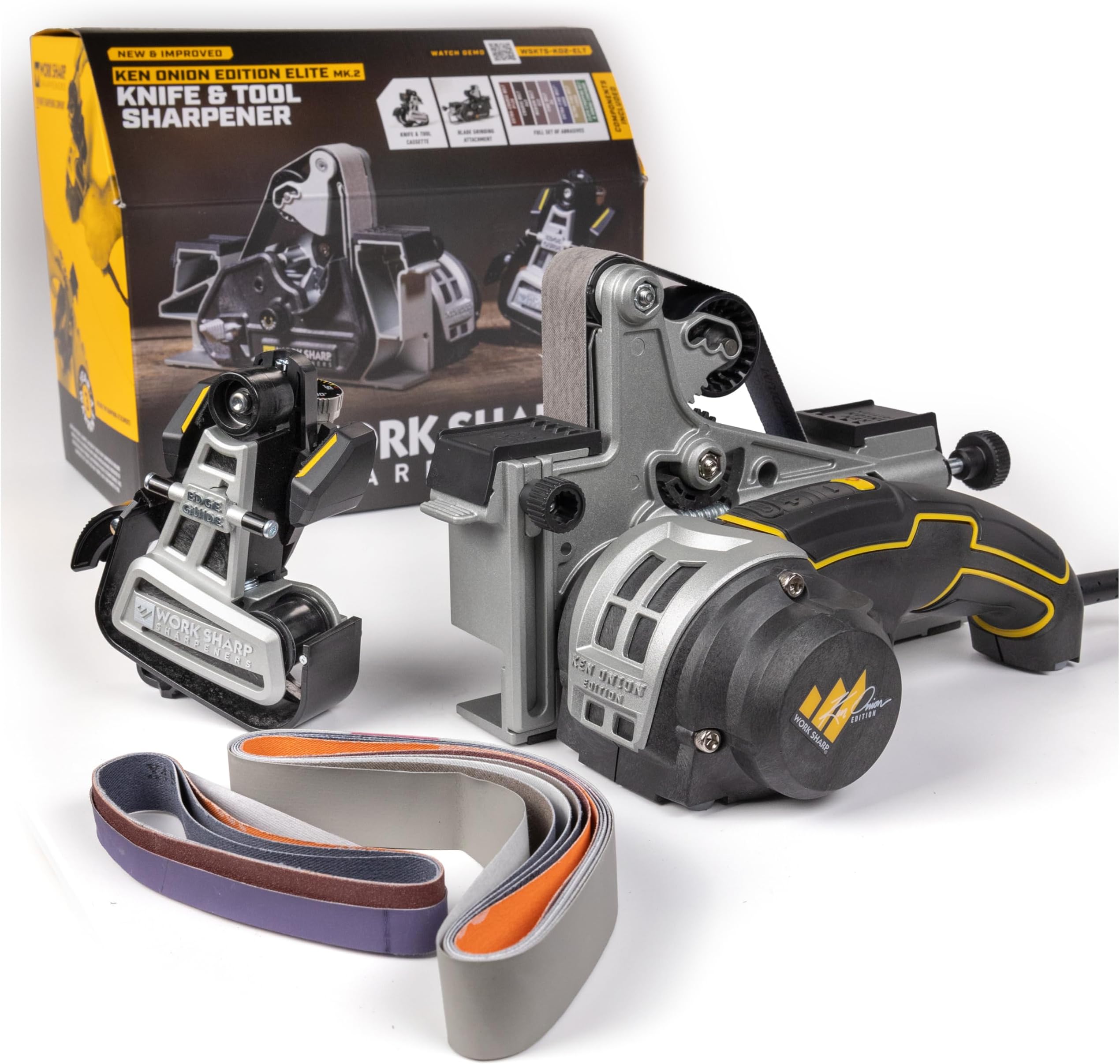 Work Sharp Ken Onion Edition Elite Mk2 Knife and Tool Sharpener - Adjustable Knife Sharpening System with Blade Grinding Attachment