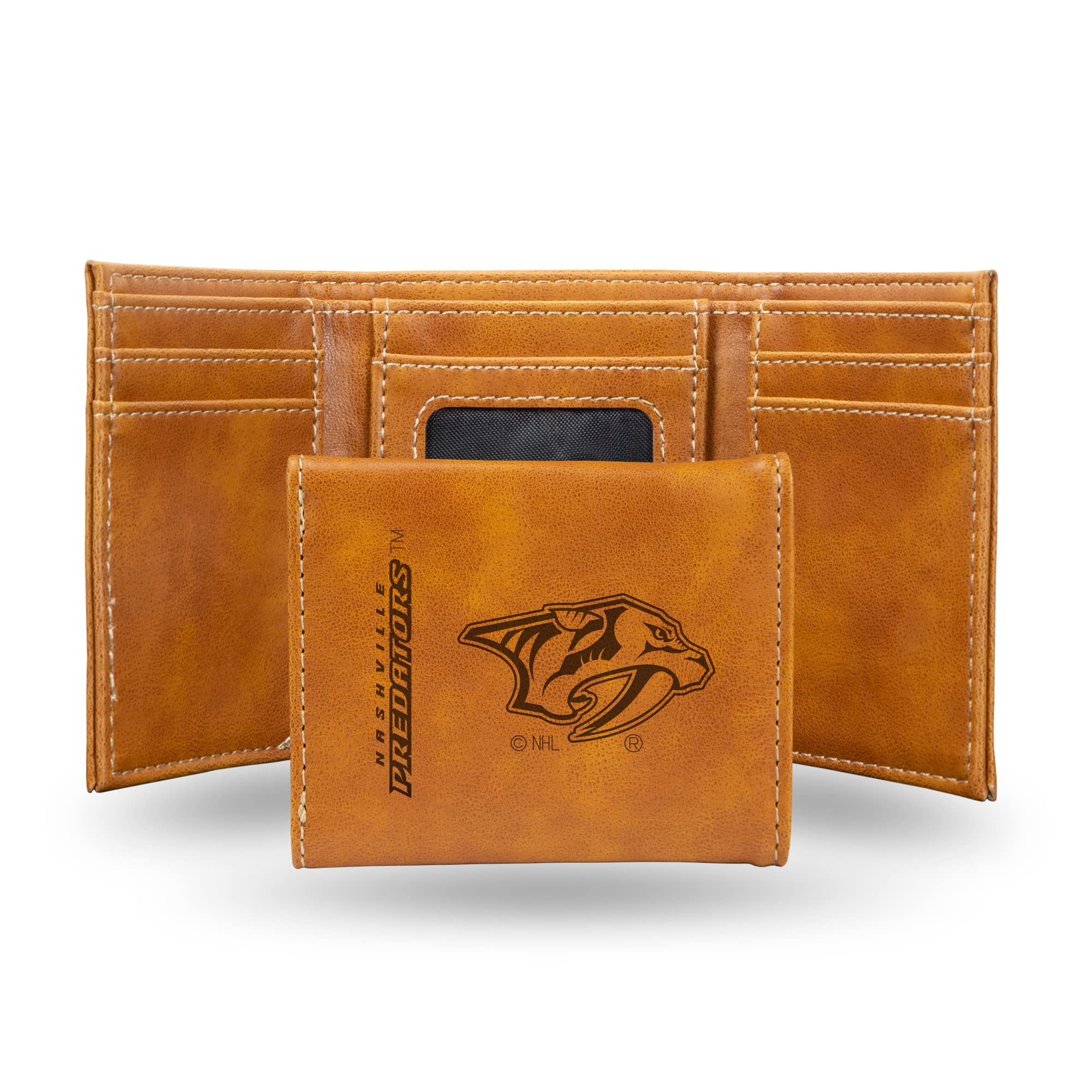 Rico Industries NHL New Jersey Devils Laser Engraved Brown Tri-Fold Wallet - Men's Accessory