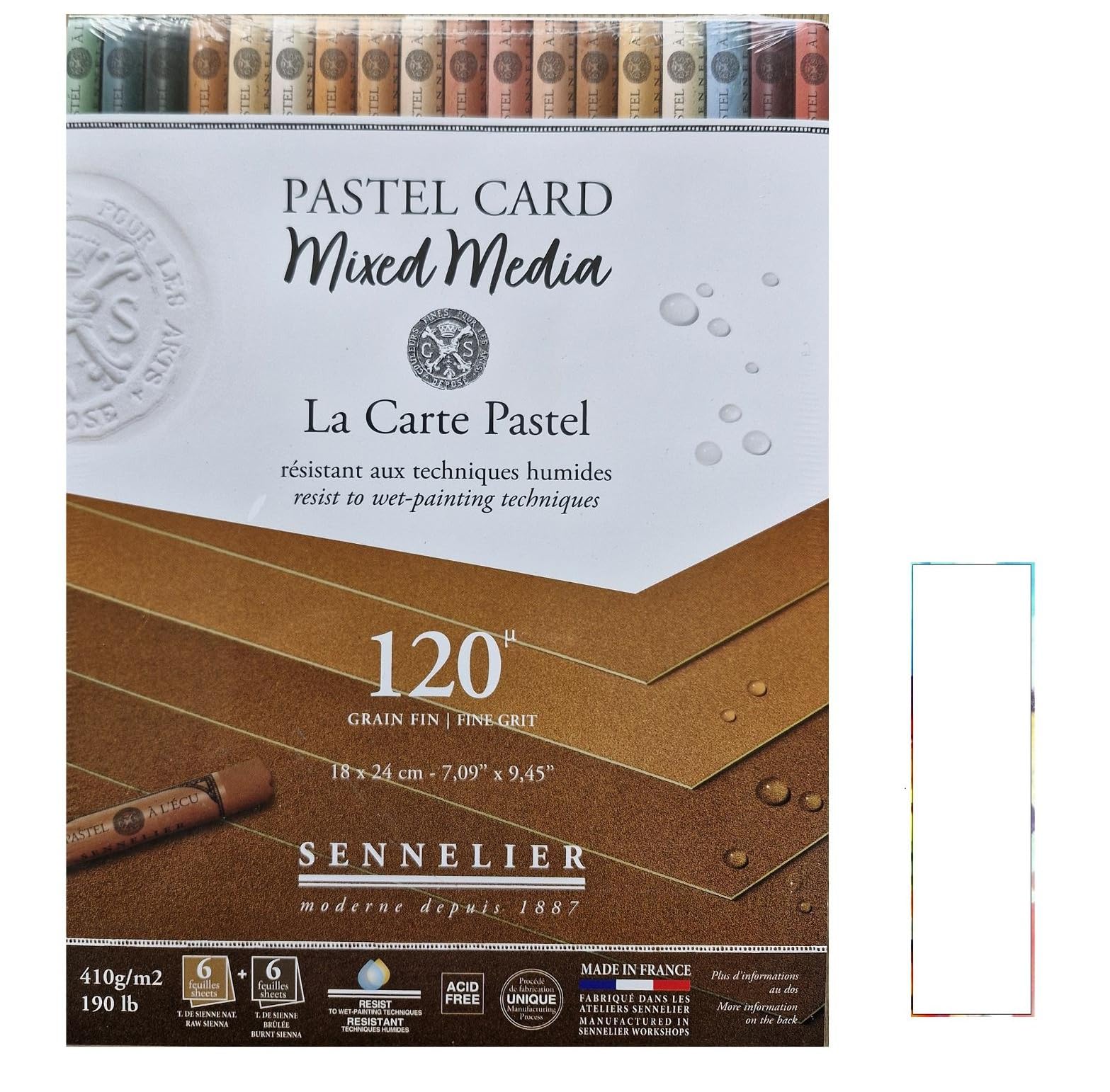 Sennelier Pastel Cards Mixed Media Paper Pad 18x24cm -12 Feuilles 410g/m² et 1 carte