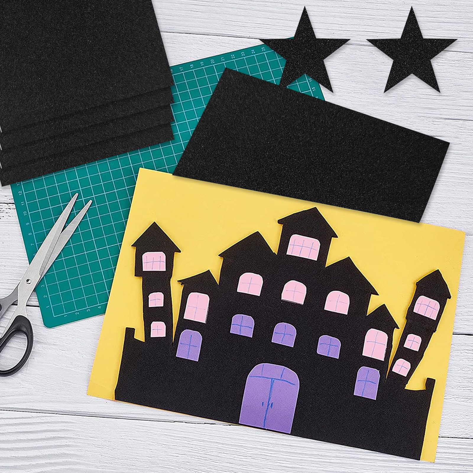 Lot De 6 Plaques Mousse EVA Autocollantes Noires 30x20 Cm – Antidérapantes, Découpables, Idéales Pour Meubles, Bricolage Et Isolation