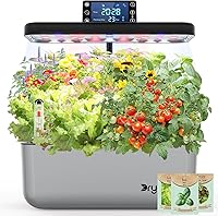 Dryades Z254 Hydroponic Indoor Garden Kit: 12 Pods with Seeds, LED Grow Lights for Fresh Herbs & Veggies at Home