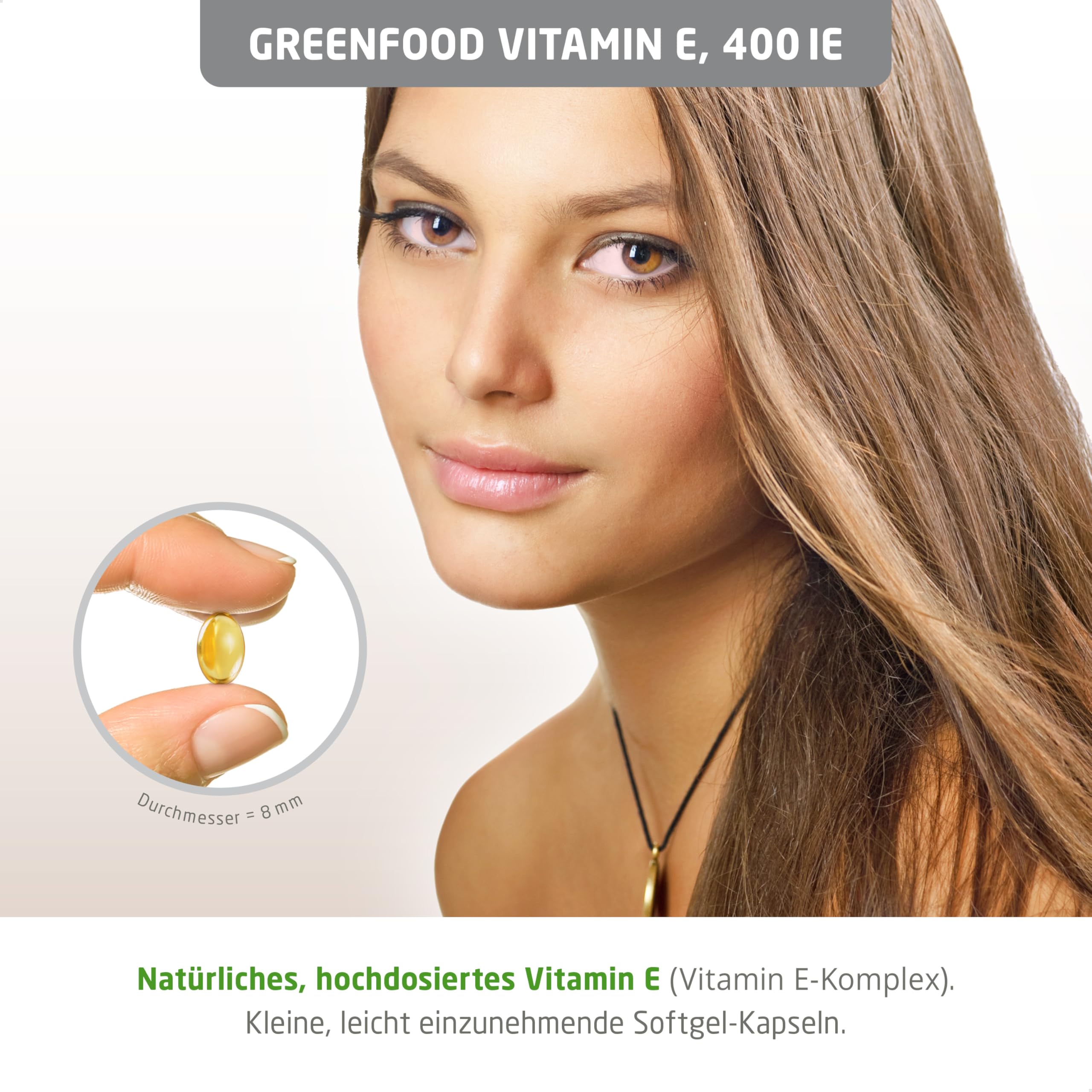 Vitamin E, hochdosiert, 400iE - 120 Kapseln (Softgel). 100% natürliches Vitamin E – schützt die Zellen vor oxidativem Stress (Antioxidant). OHNE künstliche Zusätze - laborgeprüft. Von Greenfood.