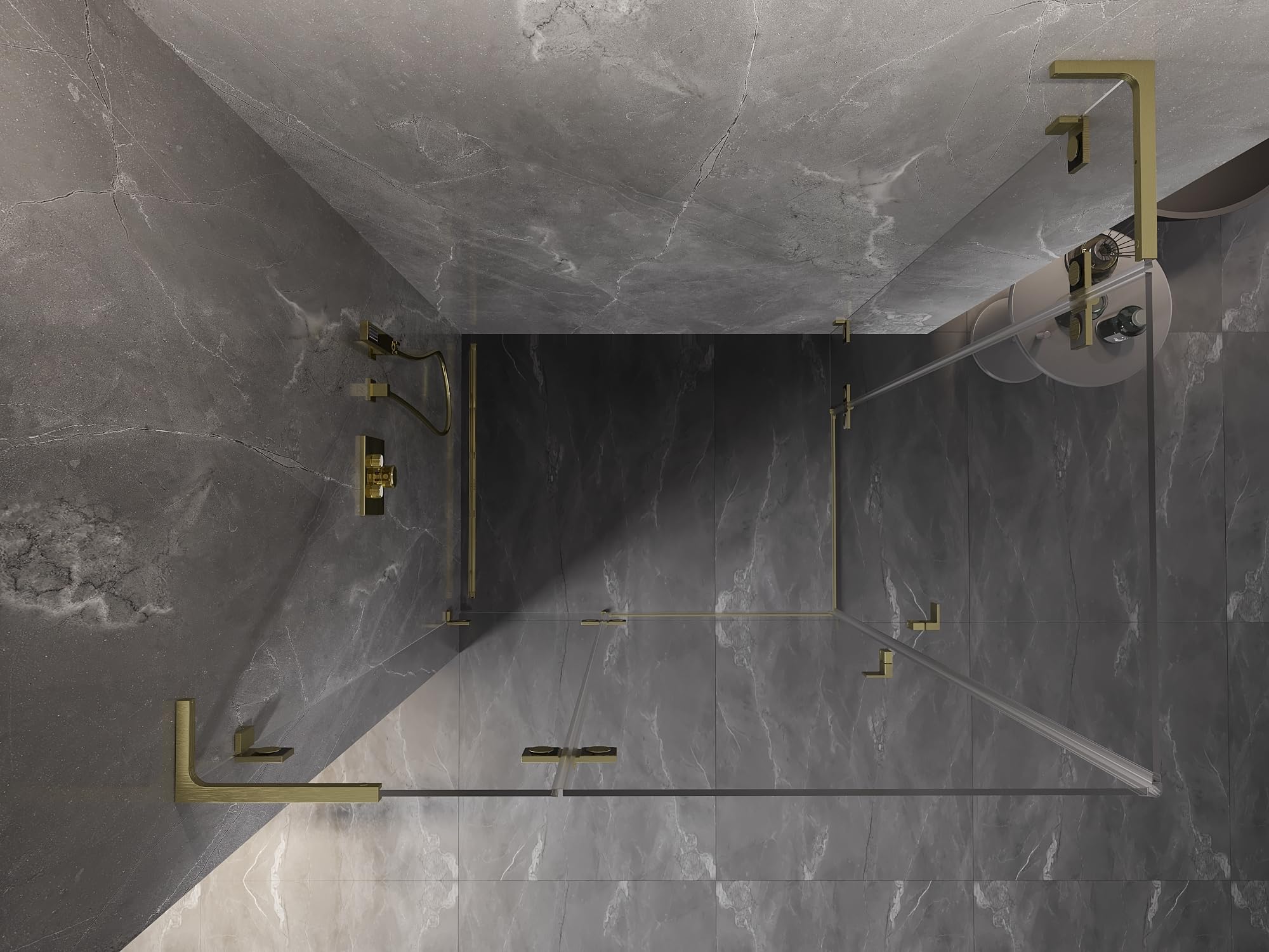 Mexen Lunar L Duo Box Doccia Orientabile Sinistra 100x85 Trasparente Oro Spazzolato
