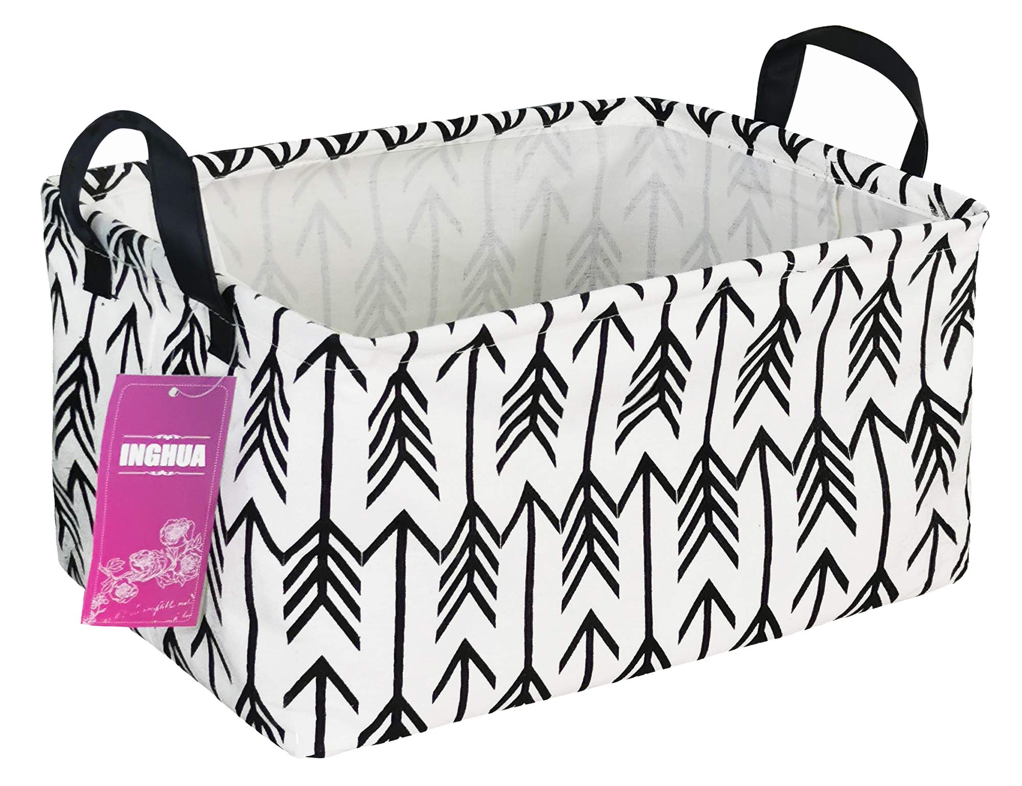 Rectangular Storage Basket Fabric Organizer Bin for Toys,Books,Clothes,Gifts,Pets-Perfect for Home,Office,Nursery,Dorm,Shelf(Rec Black Arrows)