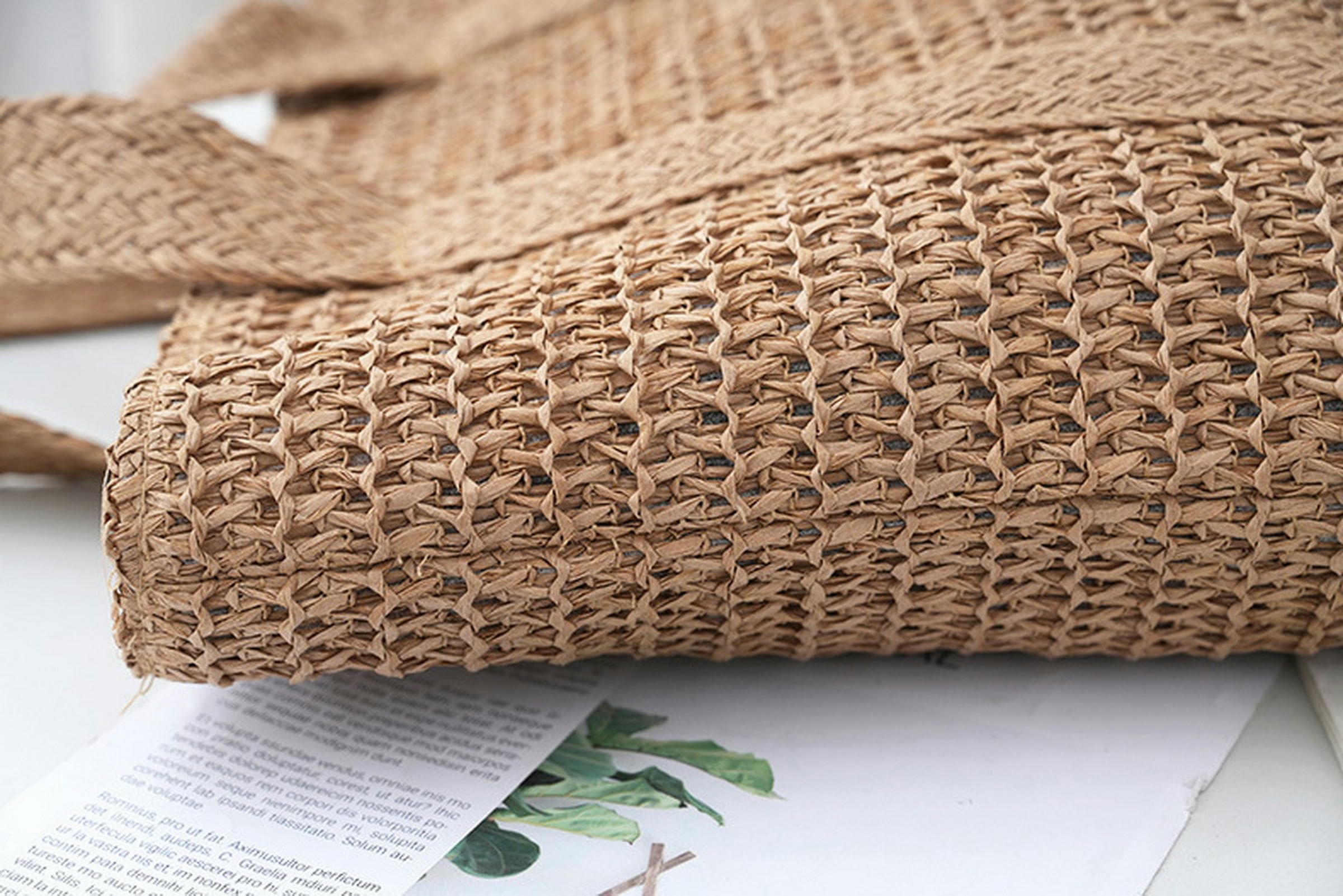 Borsa Paglia Borsa in Tessuto per Vacanza in Spiaggia - Tote di Paglia di Grande capacità Semplice Ed Elegante, Borsa A Tracolla Casual per Donne-khaki-40 * 9cm*35 Cm