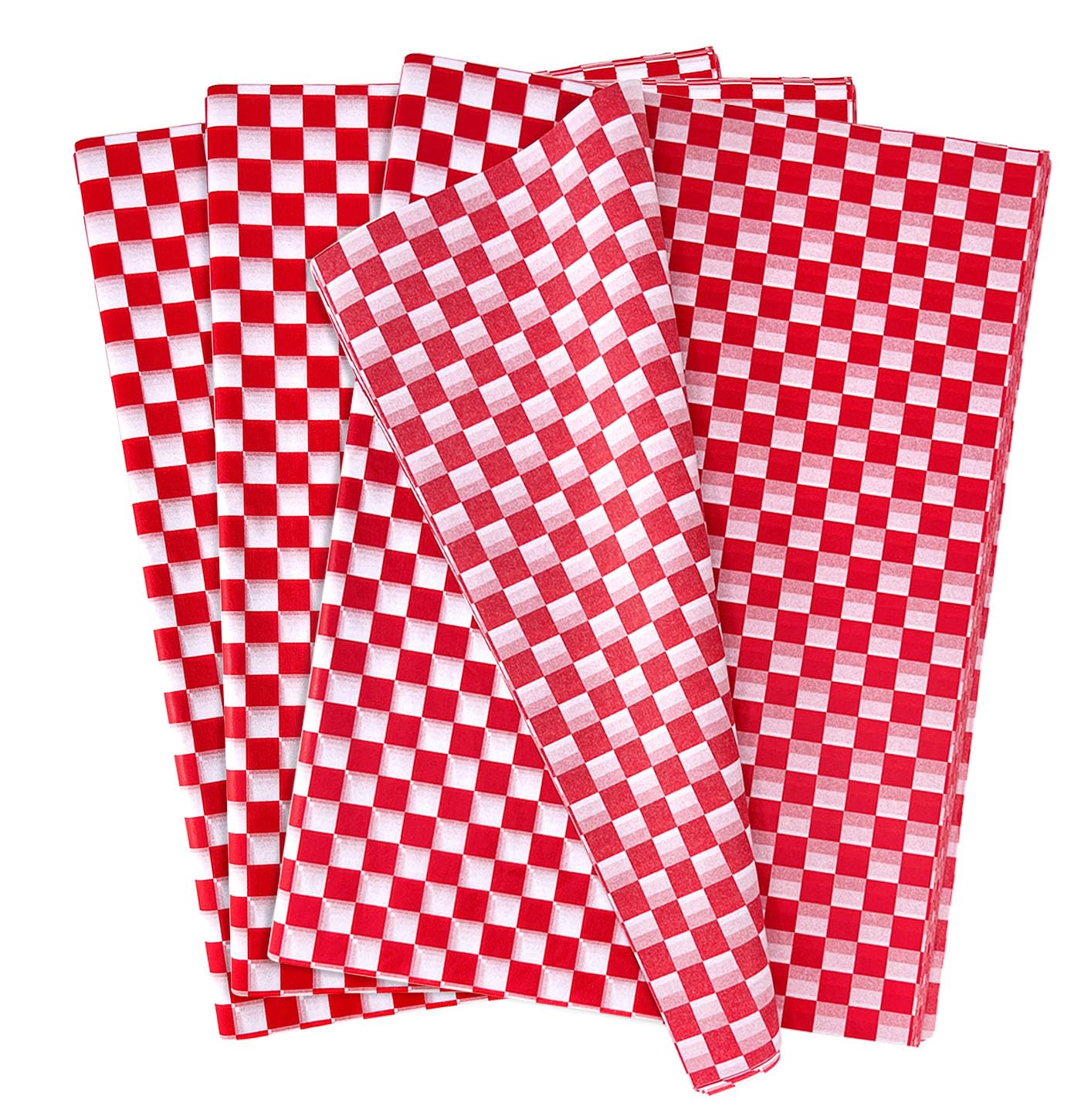 MUNILAIL 100 Sheets Gingham Tissue Paper 14 X 20 Inches Red And White - View #4