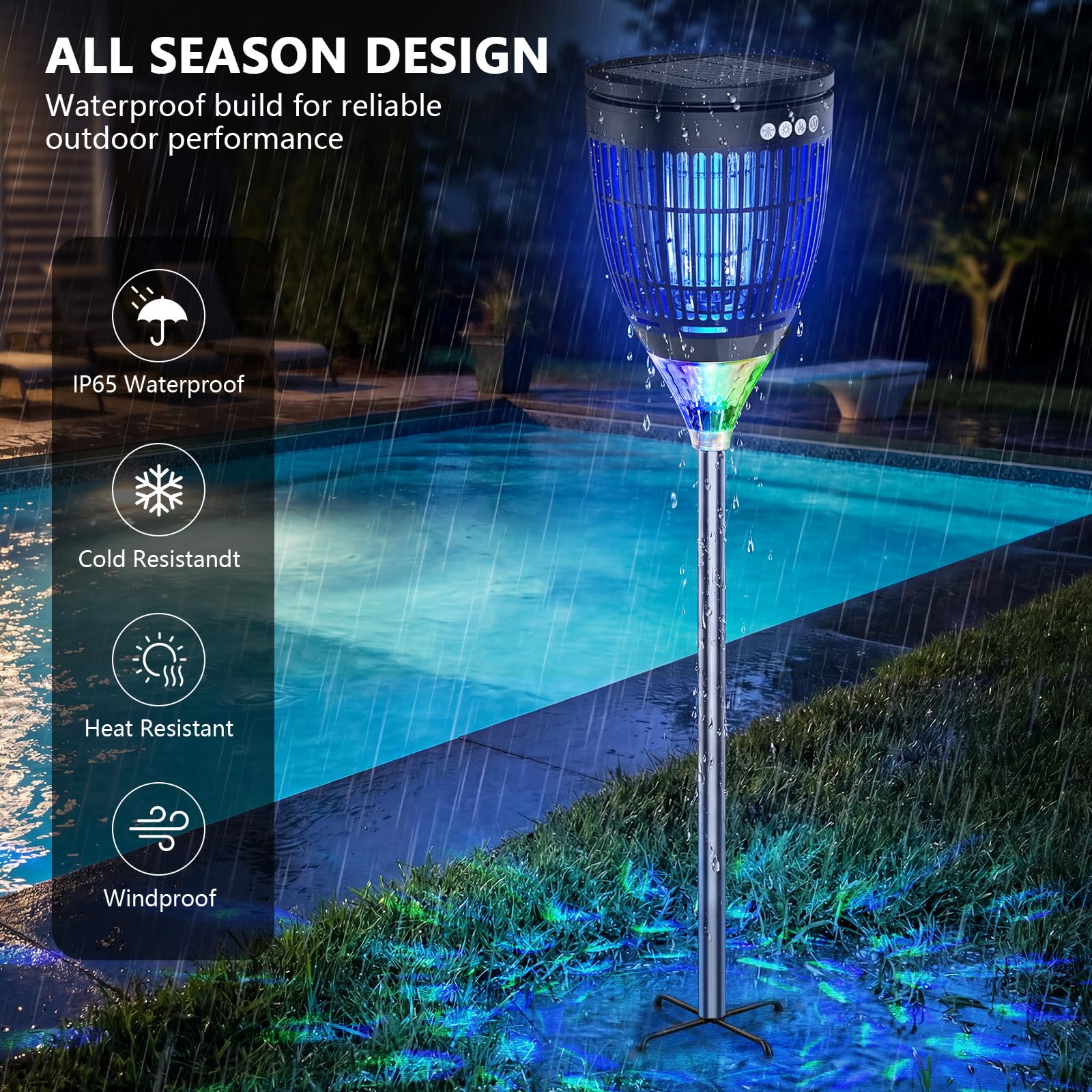 Matamosquitos solar para exteriores, exterminador de mosquitos con