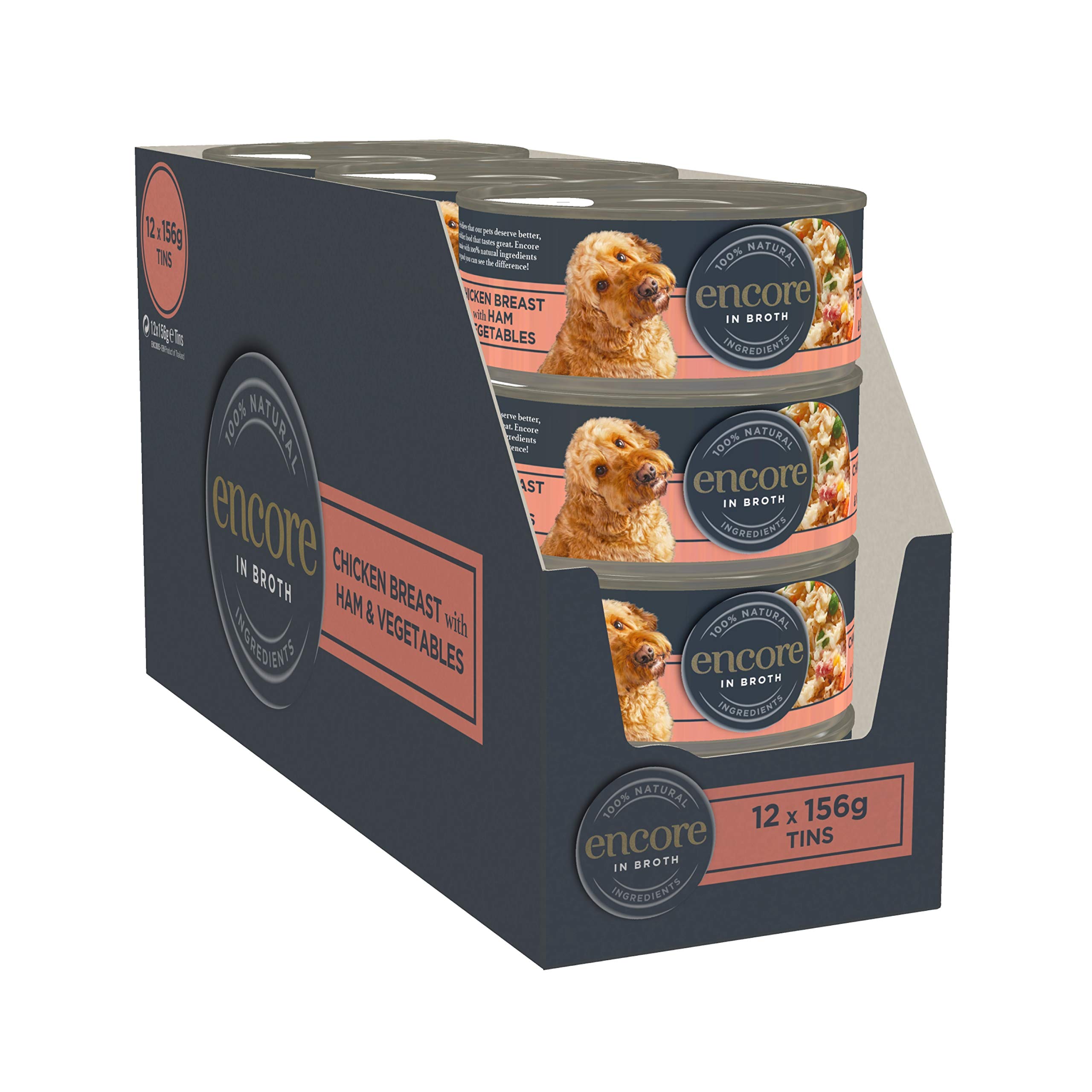 Encore Dog Food Tin Chicken Breast With Ham And Vegetables - X 156G Green Size 12