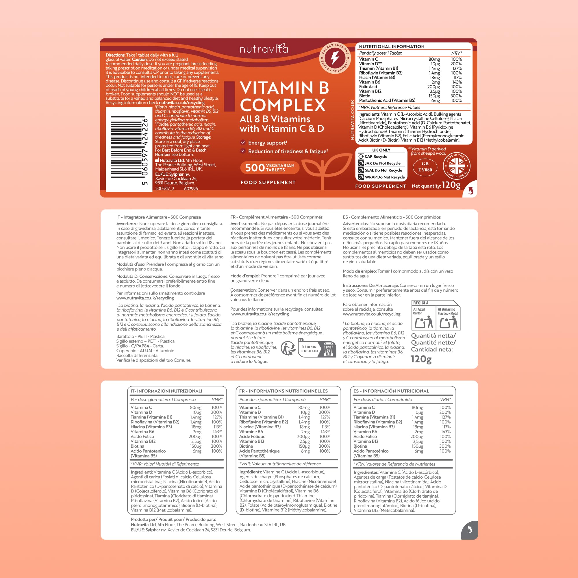 Nutravita Vitamin B Komplex mit Vitamin C + D + Biotin – Ansicht 10