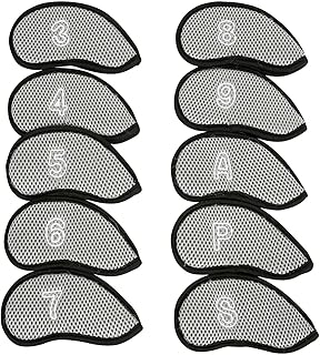 Juego de 10 fundas para cabeza de hierro de tela de malla para palos de putter, se adapta a la mayoría de marcas de hierro