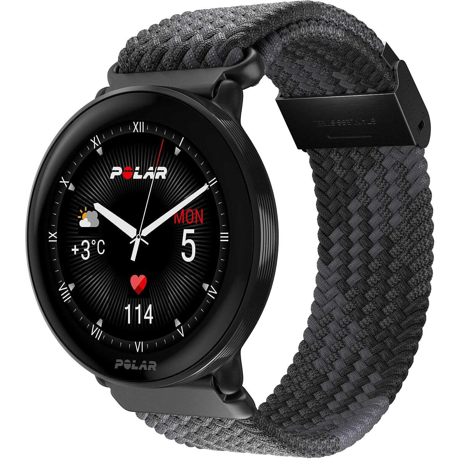 Polar Smartwatch con GPS per Fitness e Benessere, Display AMOLED, Activity Tracker 24/7, allenamenti Personalizzati e Guida vocale in Tempo Reale, Nero Braidedyarn Blk, S-L, Ignite 3