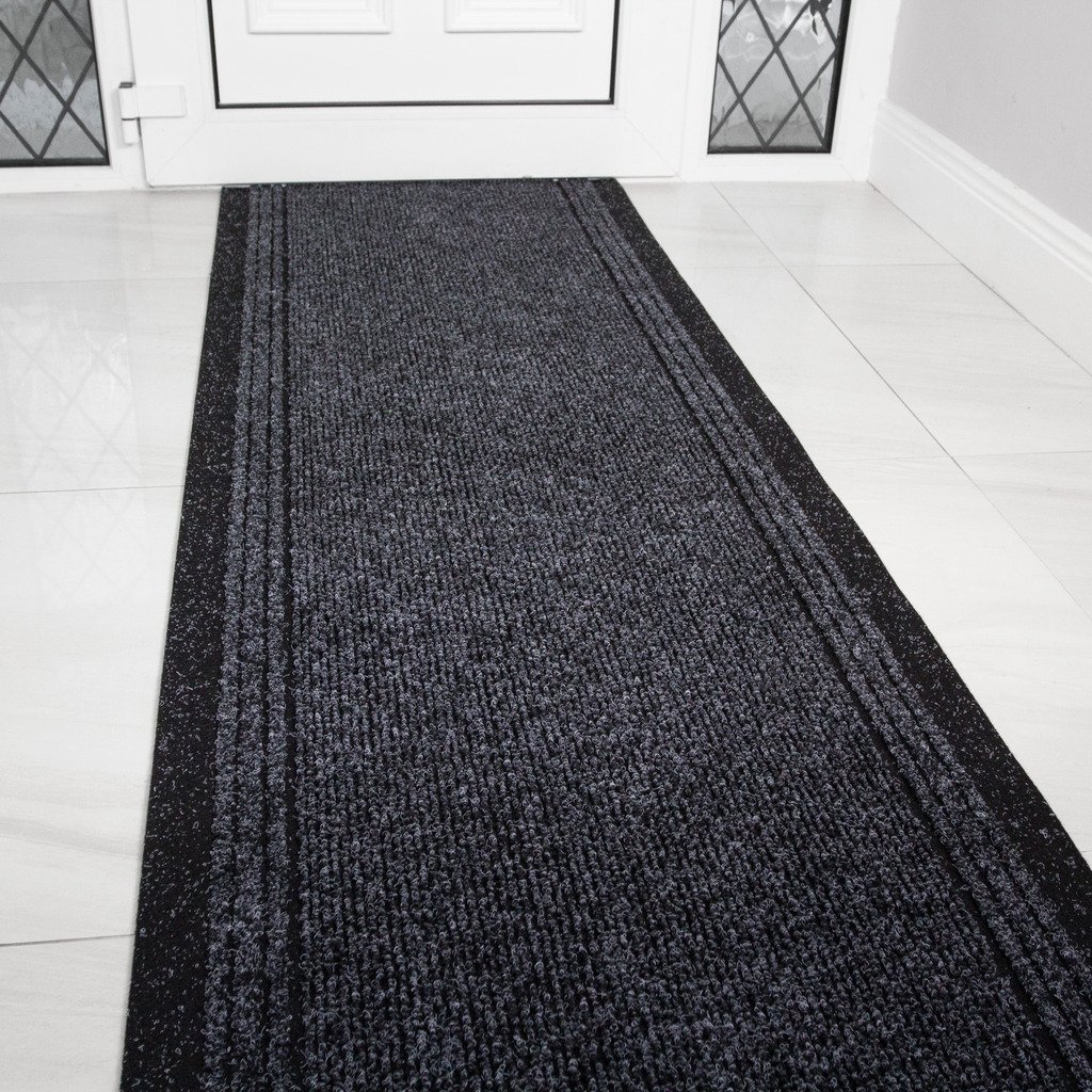 eXtremeGrey Black Rubber Backed Very Long Hallway Hall Runner Narrow Rugs Custom Length - Sold and Priced Per Foot (Length: 8' (244cm))