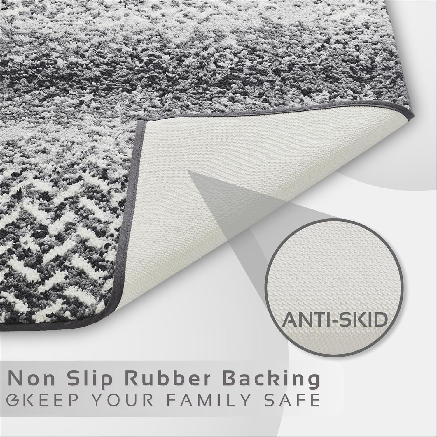 Better Trends Casablanca 100% Polyester Grey Bath Mat and Washable Bathroom Rugs, Rubber Backing Non Slip Bath Mat & Multi-Purpose Toilet Rug – 17x24 Bathroom Mat