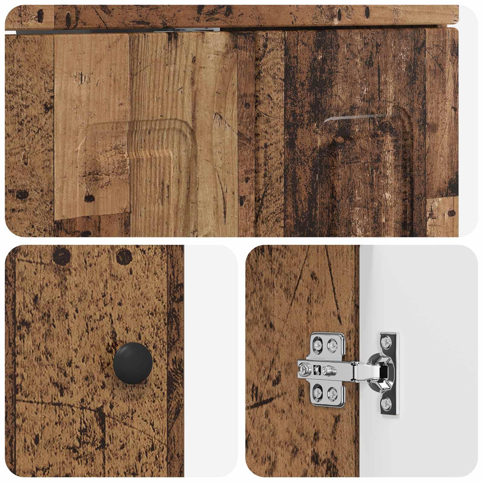 Set di mobili da bagno in legno anticato, 78,5 x 37,5 x 81 cm, in legno con lavabo, lavandino, armadietto sottolavello, armadietto per ristrutturazione del bagno