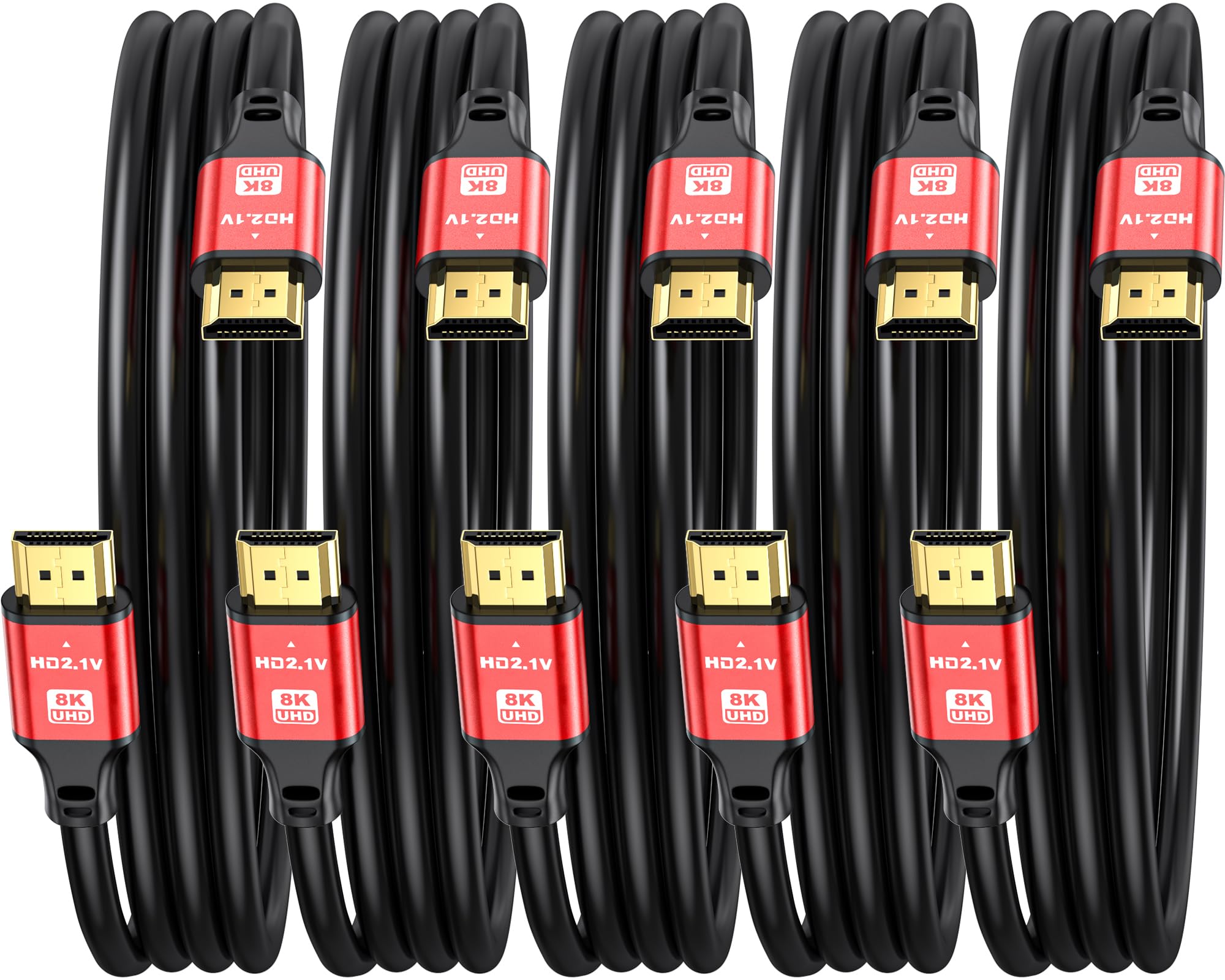 3FT HDMI 2 1 Cable 5 Pack 8K60Hz 4K120Hz 48Gbps Ultra High Speed HDMI Cable with Gold Plated