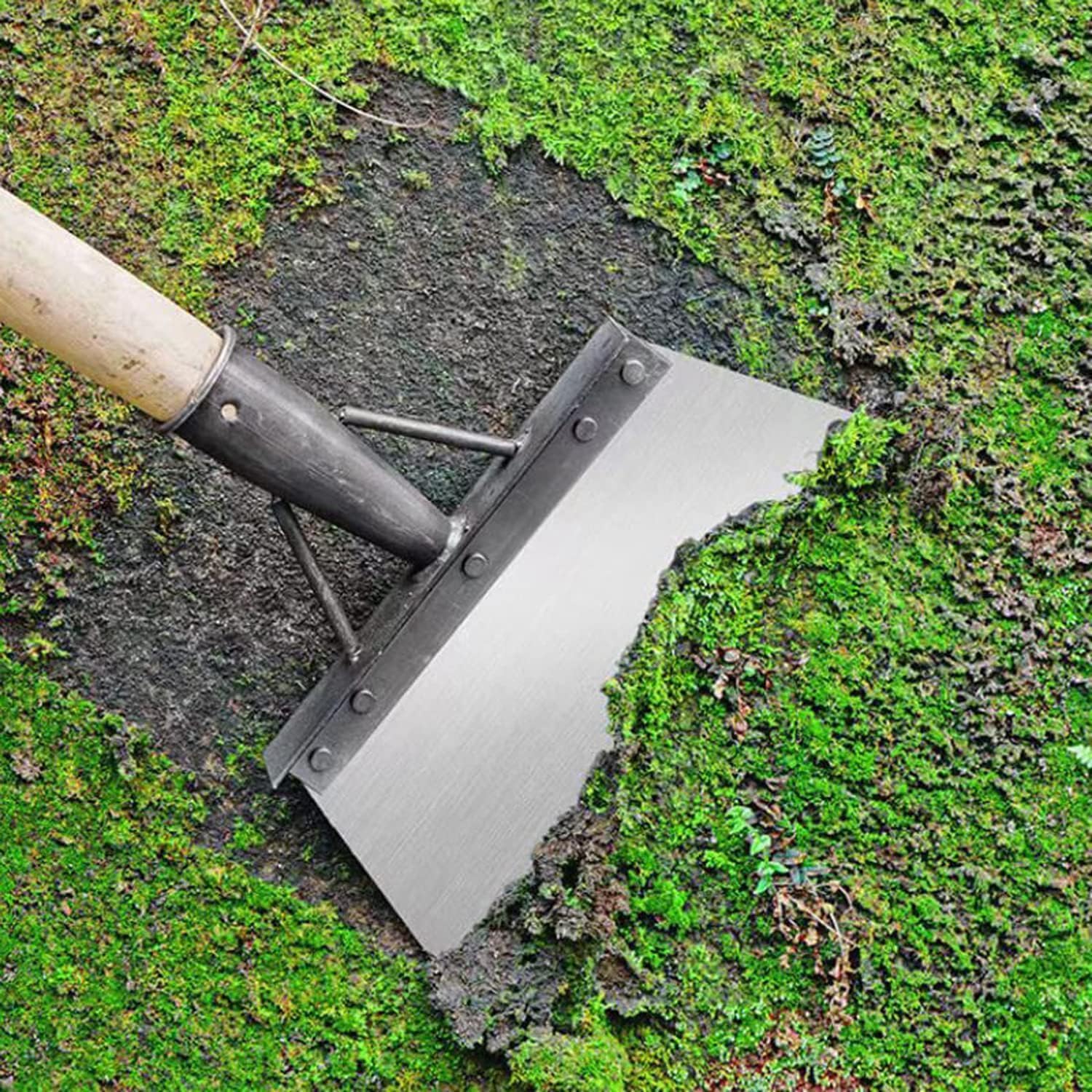 KRUFE® Heavy Duty Steel Cleaning Shovel with Long Handle | Multipurpose Garden Hoe & Scraper for Weeding Grass Removal Landscaping Mud Snow Outdoor Cleaning | Durable Metal Waste Remover Tool - Image 2 thumbnail