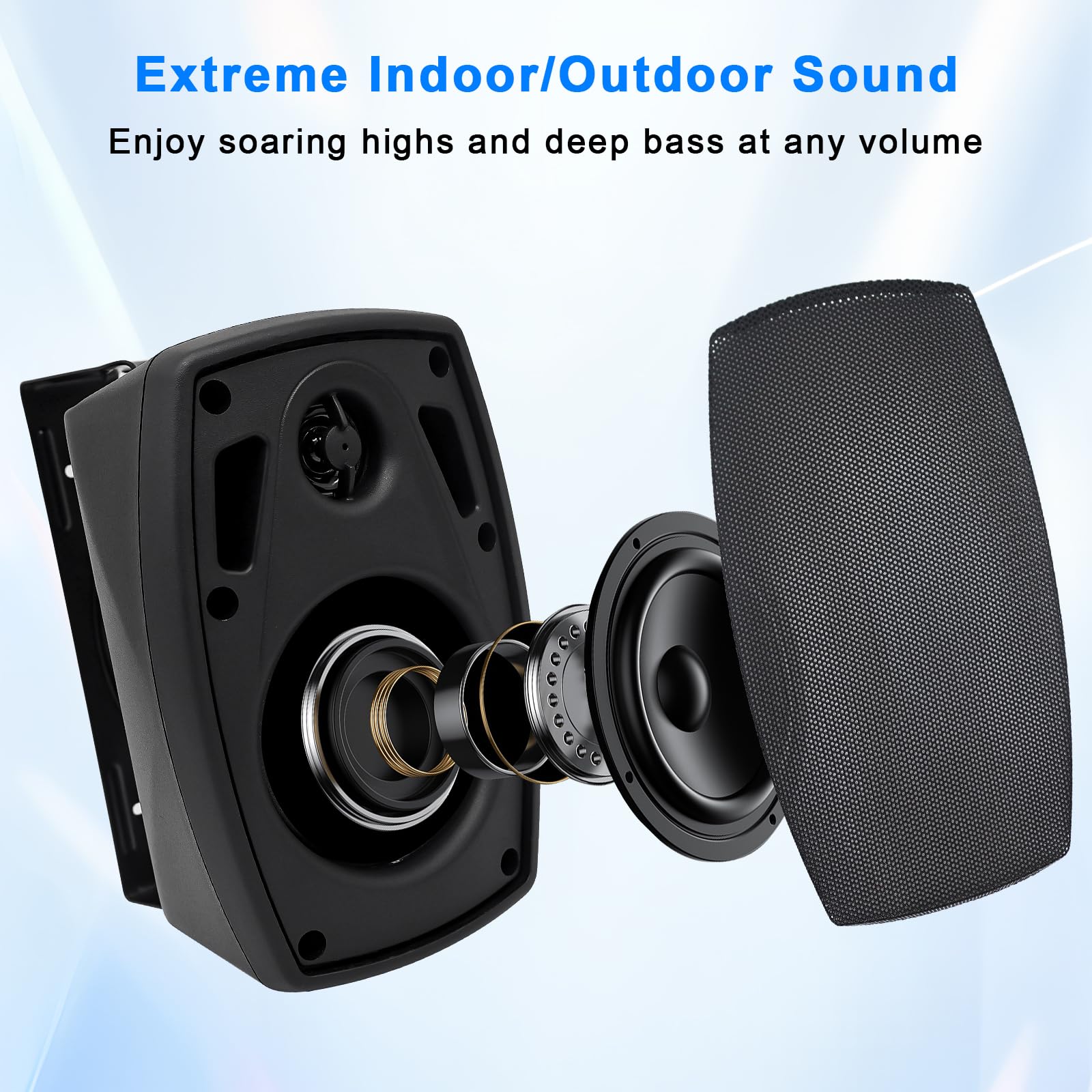 Wasserdichte Wandlautsprecher Bluetooth 5.3 4 Zoll (10 cm) Außenbereich Paar Schwarz
