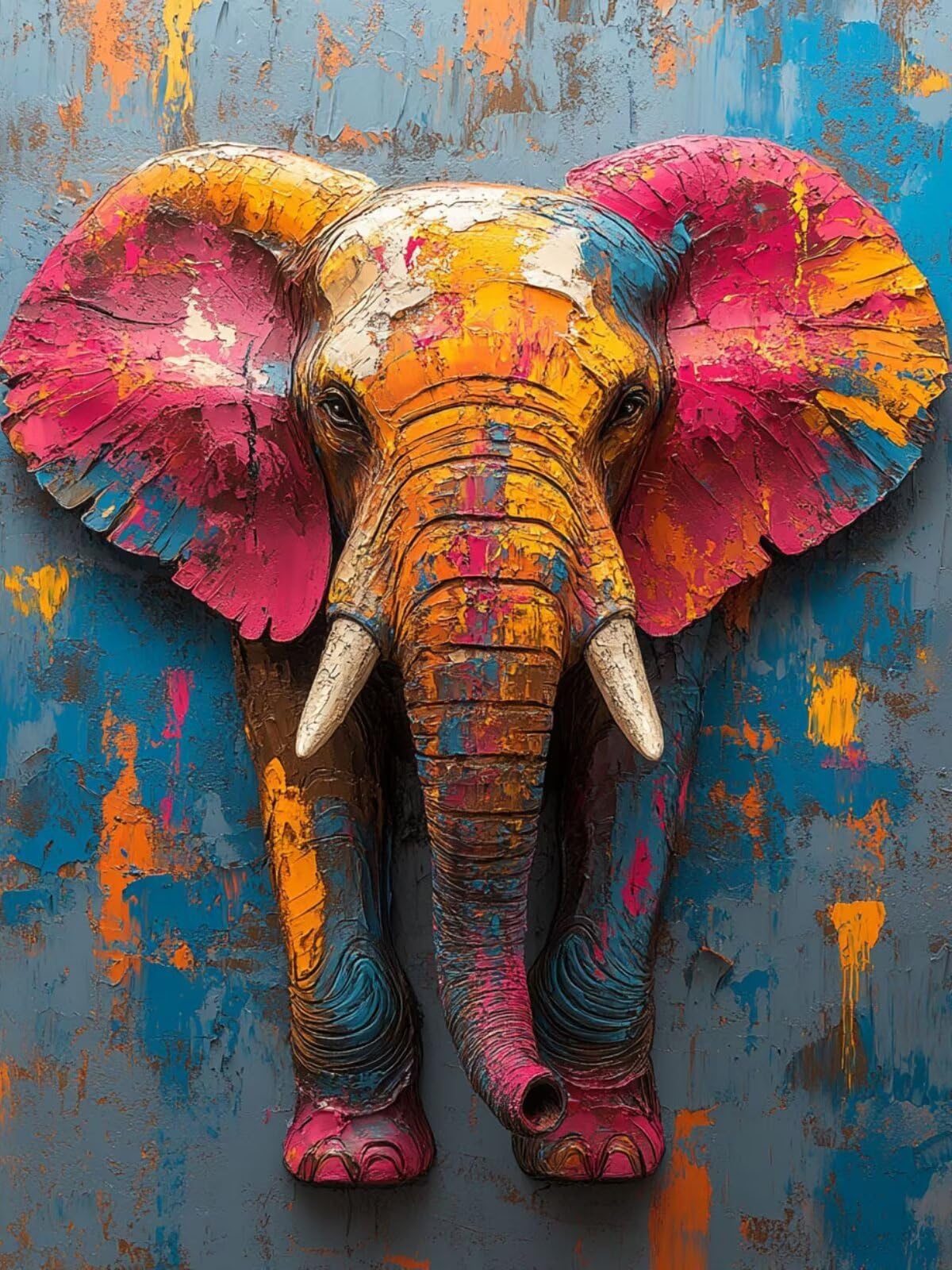 Peinture Numero Adulte - Éléphant Peinture Numero Enfant Débutants, Animal DIY Kit Loisir Creatif Adultes, avec Toile Infroissable, Pinceaux et Pigment Acrylique, pour Décoration Maison 60x80 cm h-1