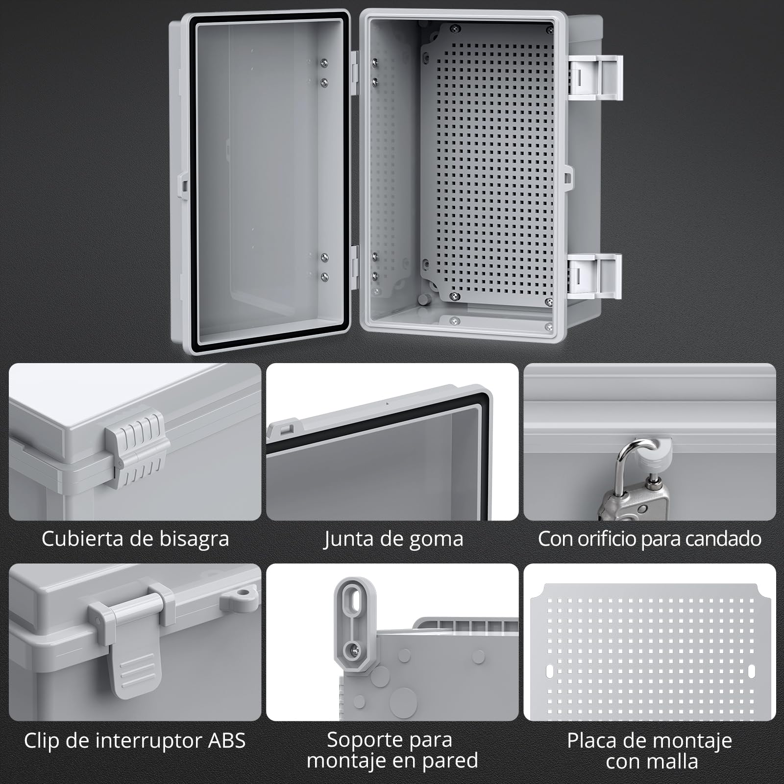 CAMWAY Caja Estanca Exterior Electrica Impermeable IP67, Cuadro Eléctrico Superficie con Carcasa Plástico ABS, Cajas de Empalmes 30 * 20 * 16cm,Blanco