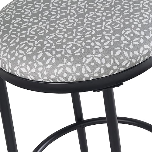 Miniatura 4 de HomePop Taburete de bar tapizado de metal, sillas laterales de tela para comedor, cocina y sala de estar, estampado gris claro Gris
