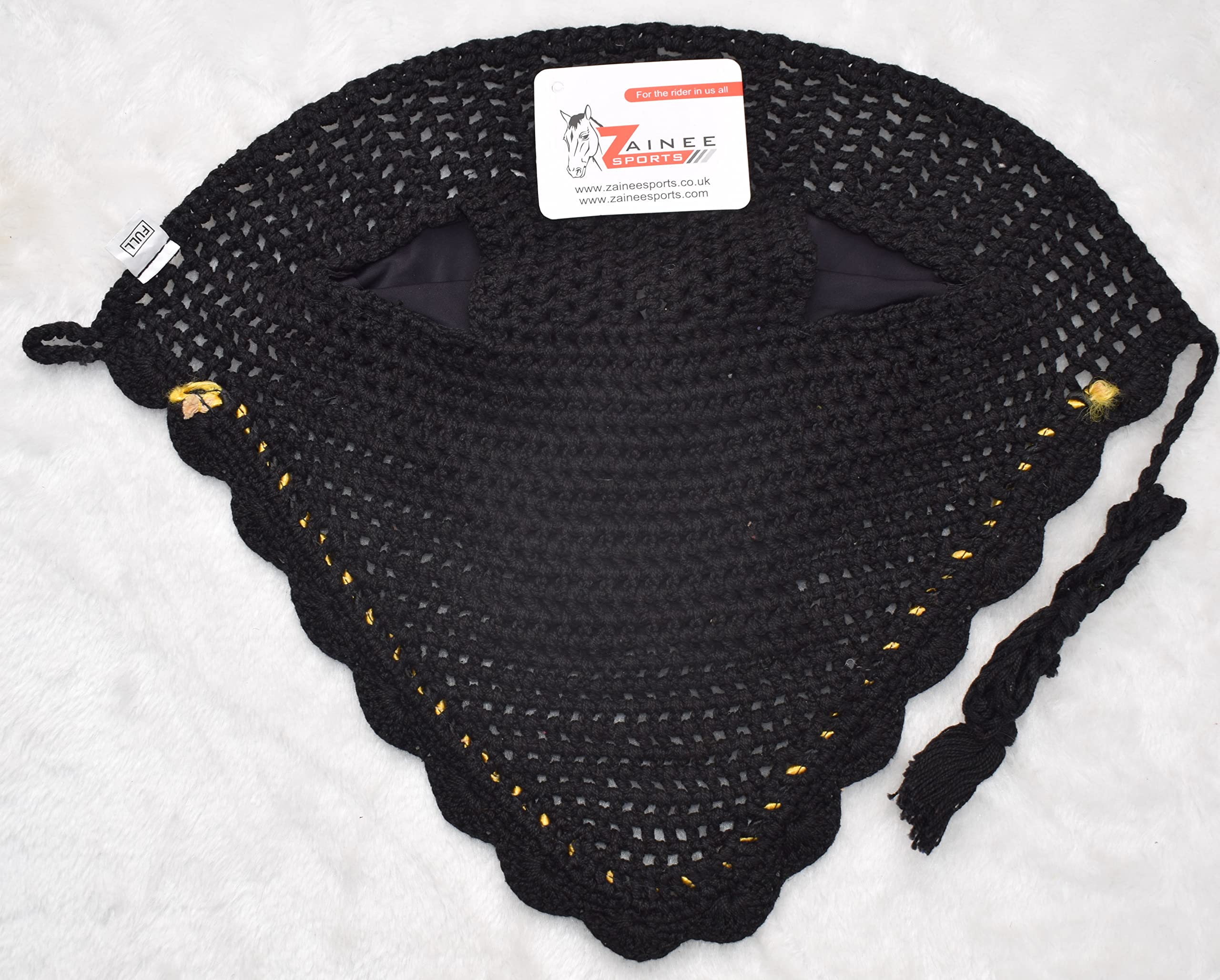 Zainee Sports Crochet Fly Hood with Comfortable Lycra Ears Horse Ear Bonnet Net Hat Fly Veil Hand Made (COB, ROYAL BLUE) — view 2