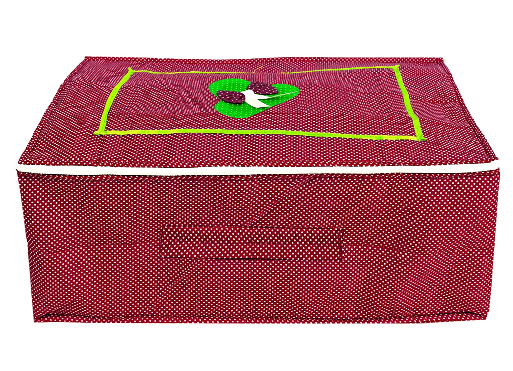 Kuber Industries Dot Printed Cotton Saree Cover, Clothes Organiser for Wardrobe, Storage Bag, Regular Clothes Storage Bag(Red)-HS_38_LUGGAGE20969