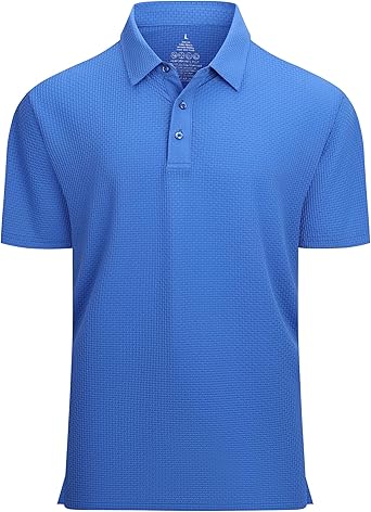 Alex Vando Mens Bubble Jacquard Polo Shirt Super Stretch Short Sleeve Polo Shirts for Men