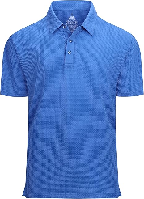 Alex Vando Mens Bubble Jacquard Polo Shirt Super Stretch Short Sleeve Polo Shirts for Men