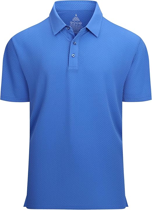 Alex Vando Mens Bubble Jacquard Polo Shirt Super Stretch Short Sleeve Polo Shirts for Men