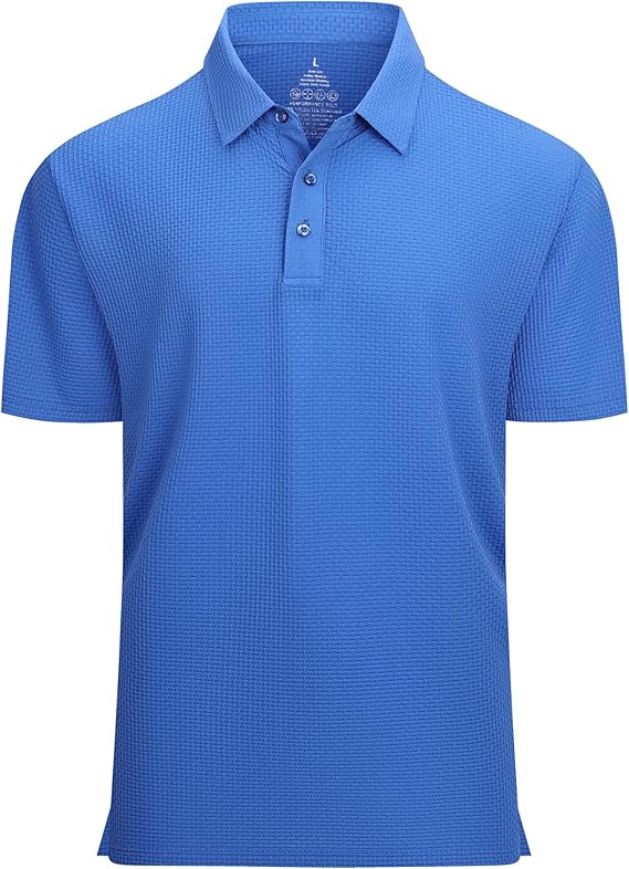Alex Vando Mens Bubble Jacquard Polo Shirt Super Stretch Short Sleeve Polo Shirts for Men