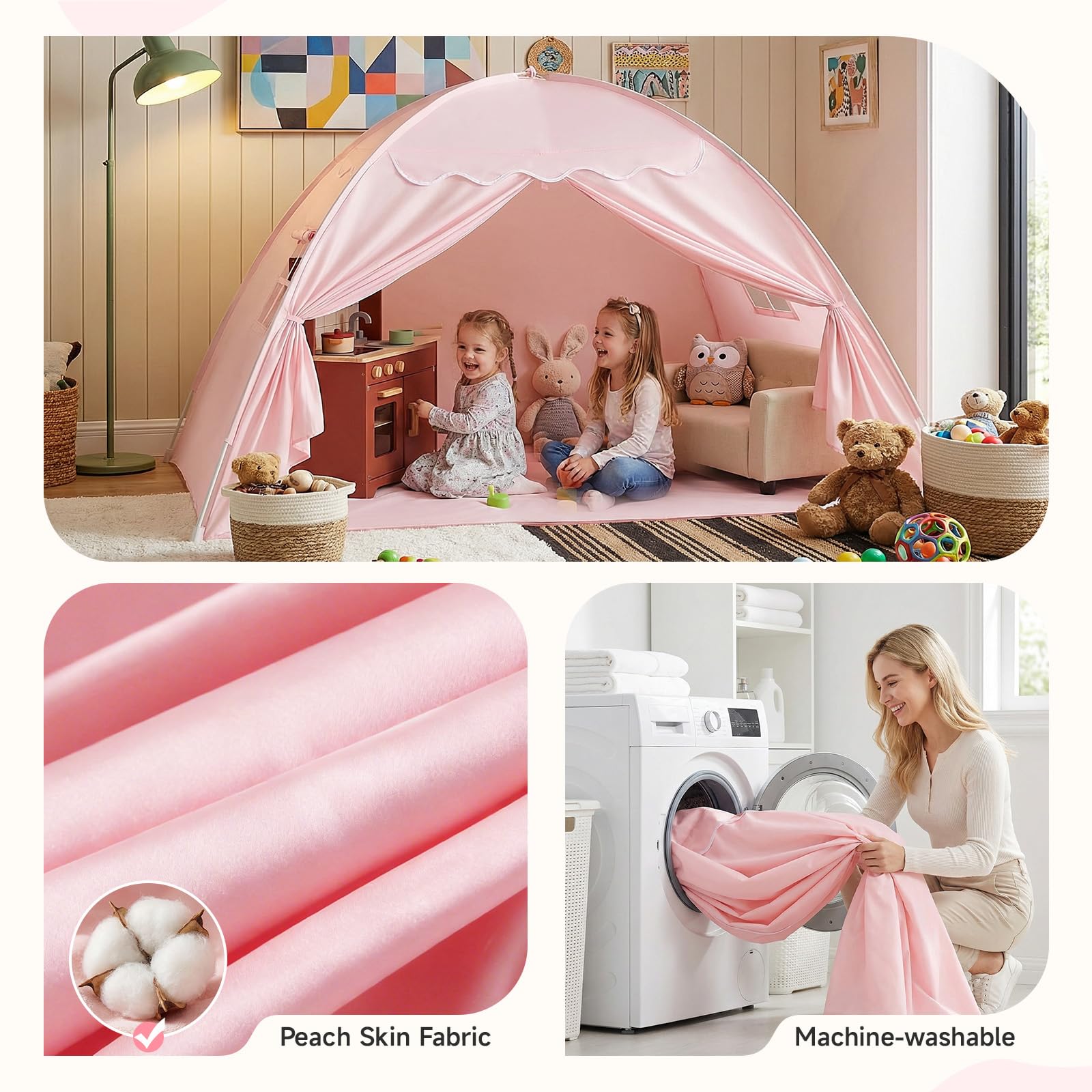 Tente de lit pour chambre d'enfant - Tente pour enfants : sol lit enfant - Tente d'intérieur - Lit simple et pliable - Lit superposé - Grande taille - Pour filles et garçons - Maison de chambre à