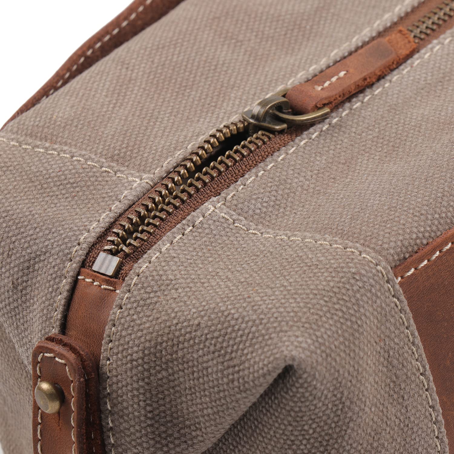 LONDO Toiletry Bag Genuine Leather and Canvas Travel Toiletry Bag Dopp Kit