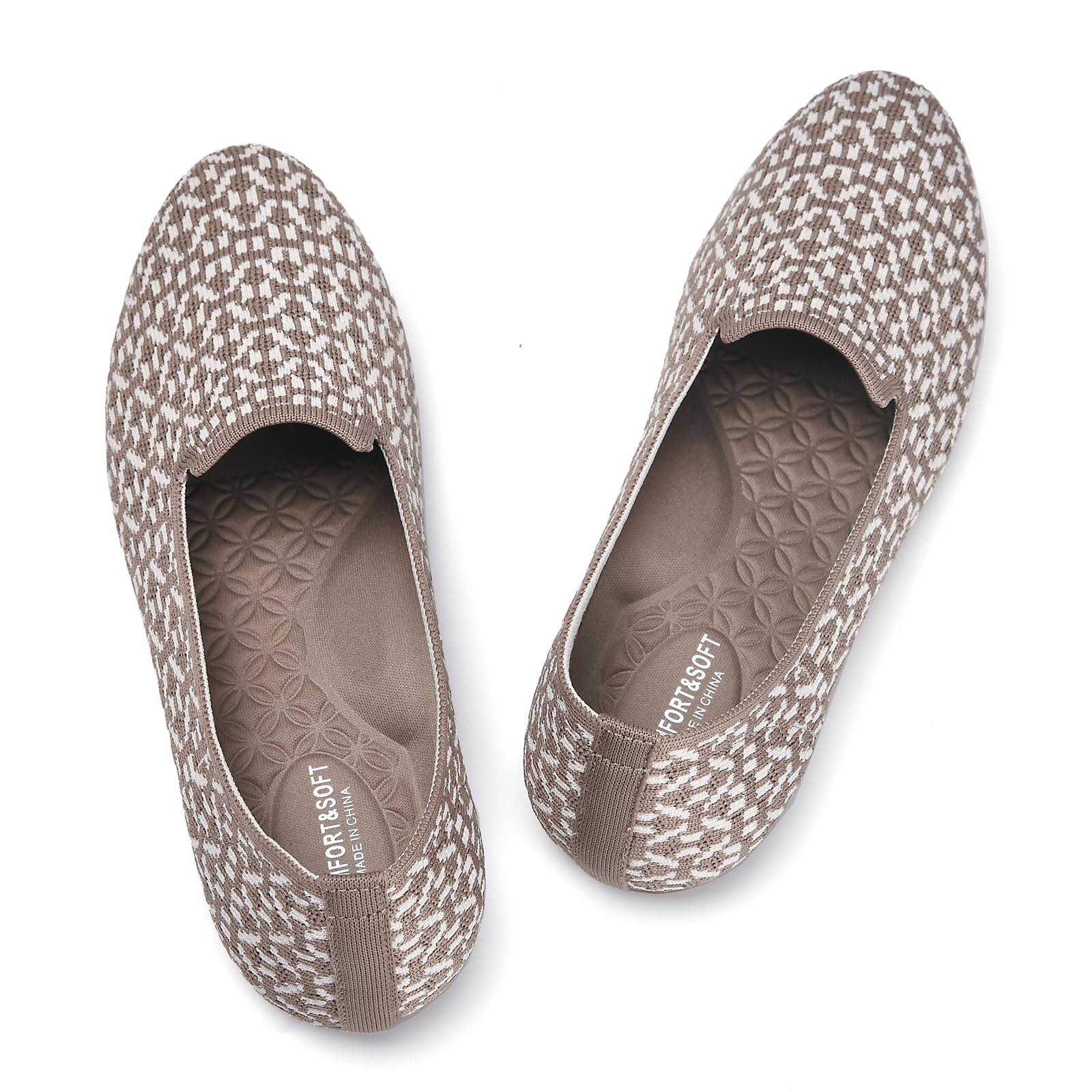 Puxowe Damen Ballerinas Slip On Spitz Strick Kleid Flache Schuhe Pumps Elegant Bequem Ballerina Flats für Damen