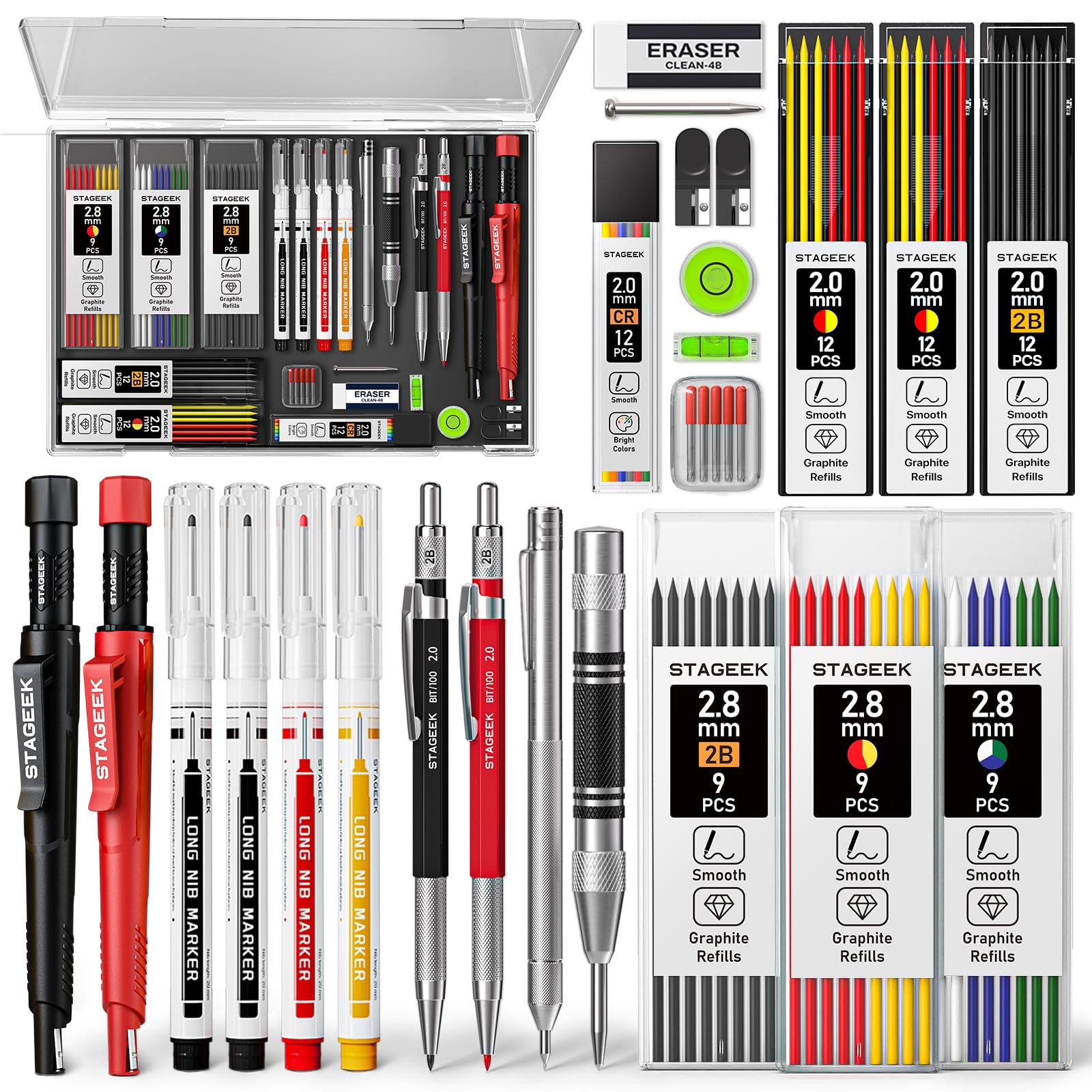 STAGEEK 30 Pack Carpenter Pencils Set With 79 Refills