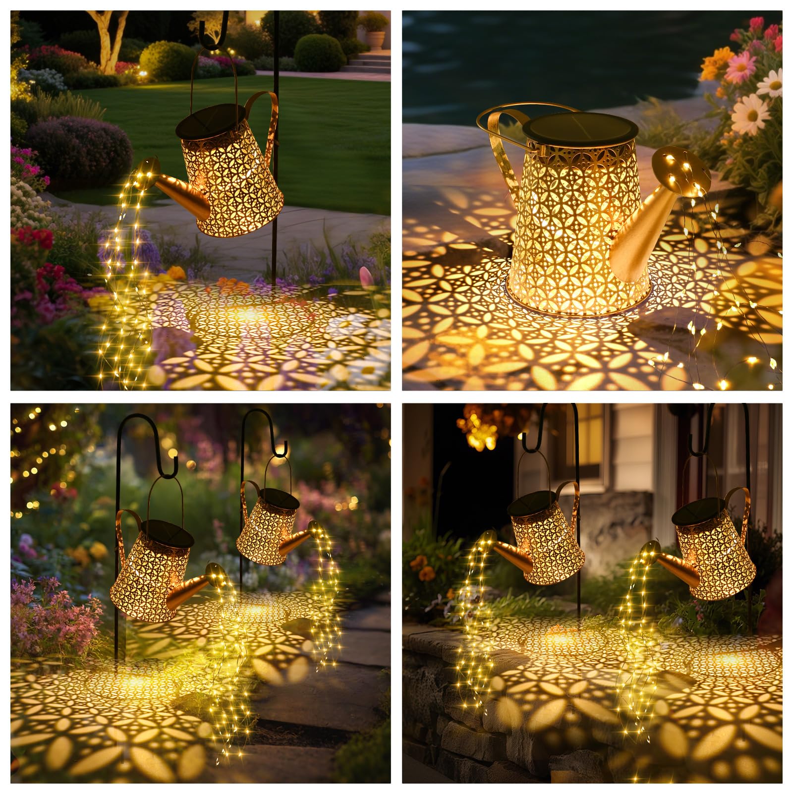 Lampe Solaire D'extérieur En Forme D'arrosoir Avec Guirlande - Déco Vintage étanche IP65 Pour Jardin, Terrasse, Allée - 5