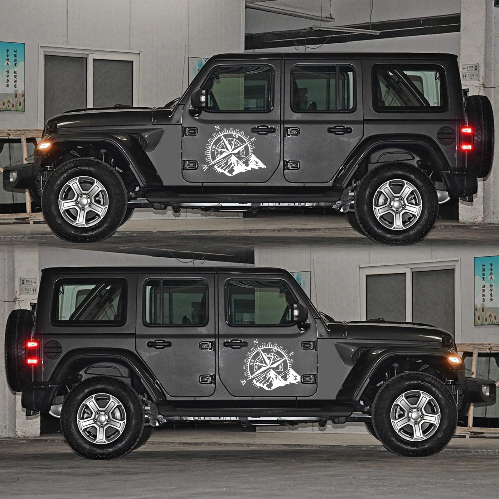 HAIORD Mountain Forest Tree Vinyl Car Decal Sticker – 2-Pack Waterproof Graphic For SUV Truck Door (Gray)
