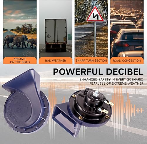 Miniatura 9 de FARBIN Bocina de camión de 24 V, bocina de coche ruidosa de doble tono, bocina de tren impermeable, kit de bocina de caracol eléctrico universal