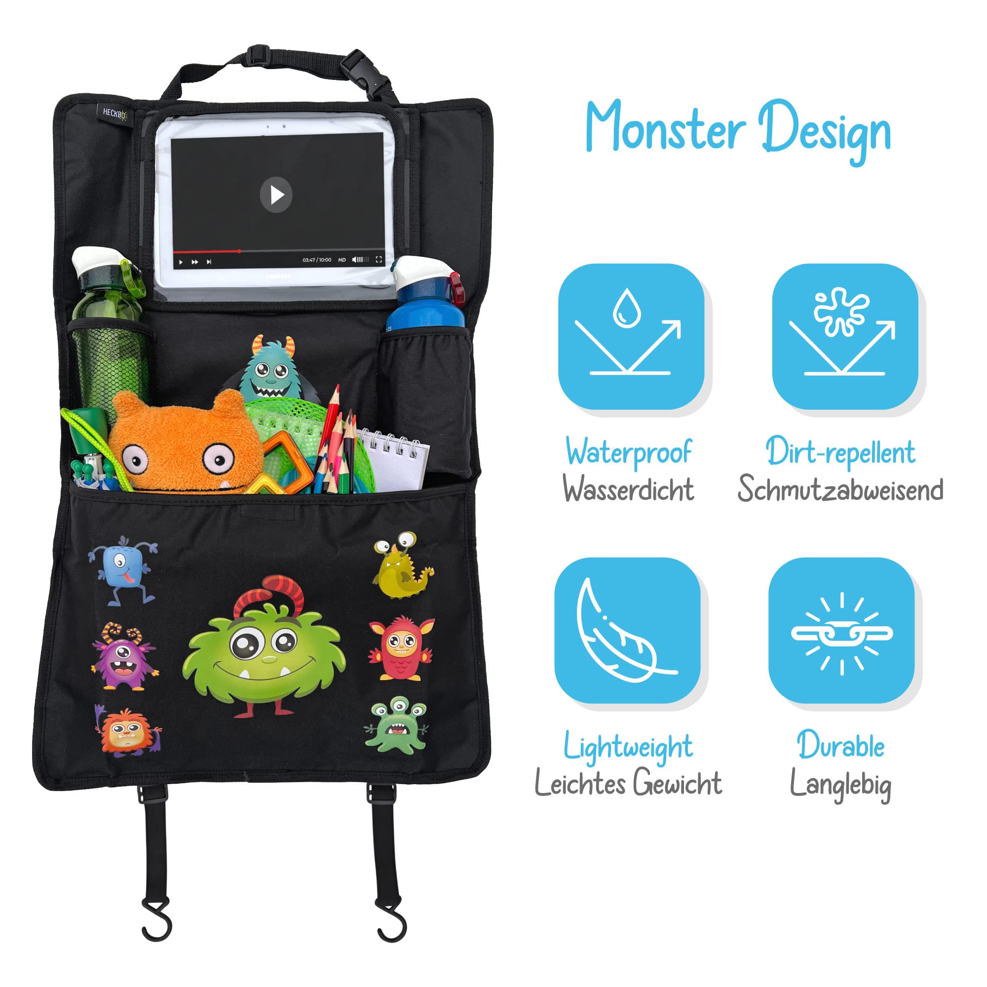 HECKBO 2x Monster Gurtschoner + 2x Monster Organizer