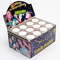 Vista 8 de Atomic Bubbles: Tekno Bubbles - Paquete de 12 (6 doradas, 6 azules), botellas de 4 onzas, burbujas brillantes de luz negra UV, fiestas brillantes