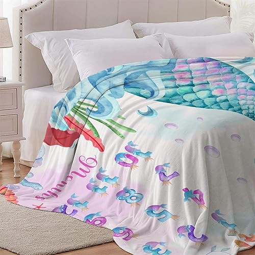Miniatura 5 de Manta de cola de sirena, para regalo, manta de forro polar súper suave, acogedora manta de franela con aire acondicionado para sofá cama de 60 x 50