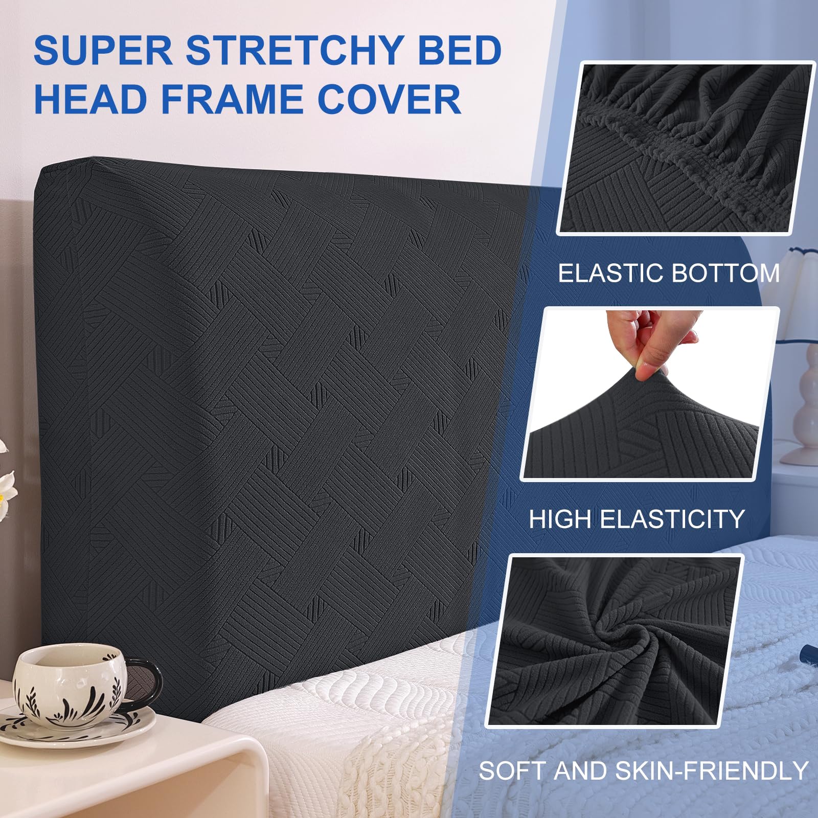 Generico Elasticizzato Copri Testata Letto Matrimoniale per letto matrimoniale Size Copri Testiera Letto Matrimoniale protezione antipolvere per l'arredamento della camera Grigio chiaro X-Large