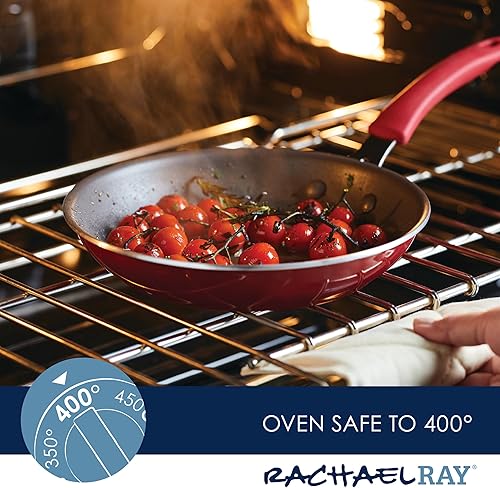 Miniatura 4 de Rachael Ray Cook + Create - Sartén antiadherente, 10 pulgadas, color rojo