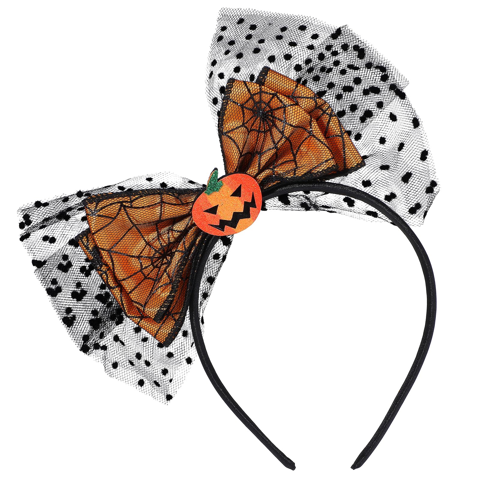 Qianyu Halloween Headband Pumpkin Bow Hairband Gothic Lace Cobweb Cosplay Costume Hair Styling Accessories for Women Girls