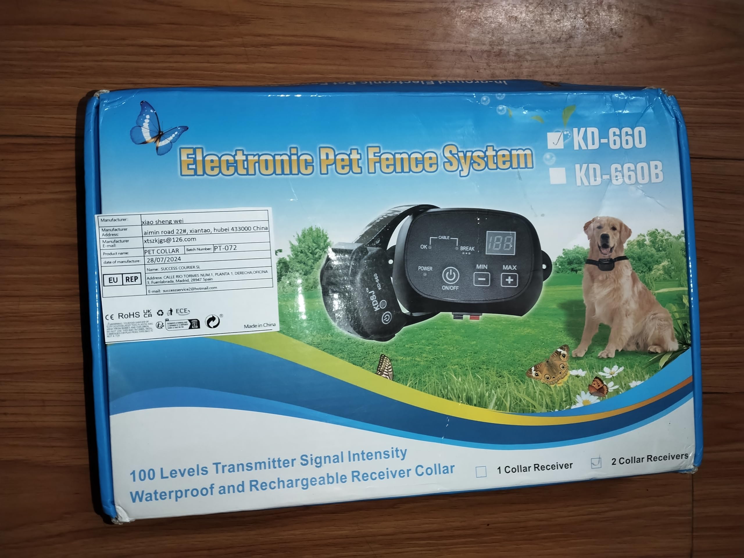 ELLiaT Sistema de Valla eléctrica para 2 Perros u Otras Mascotas con Alambre