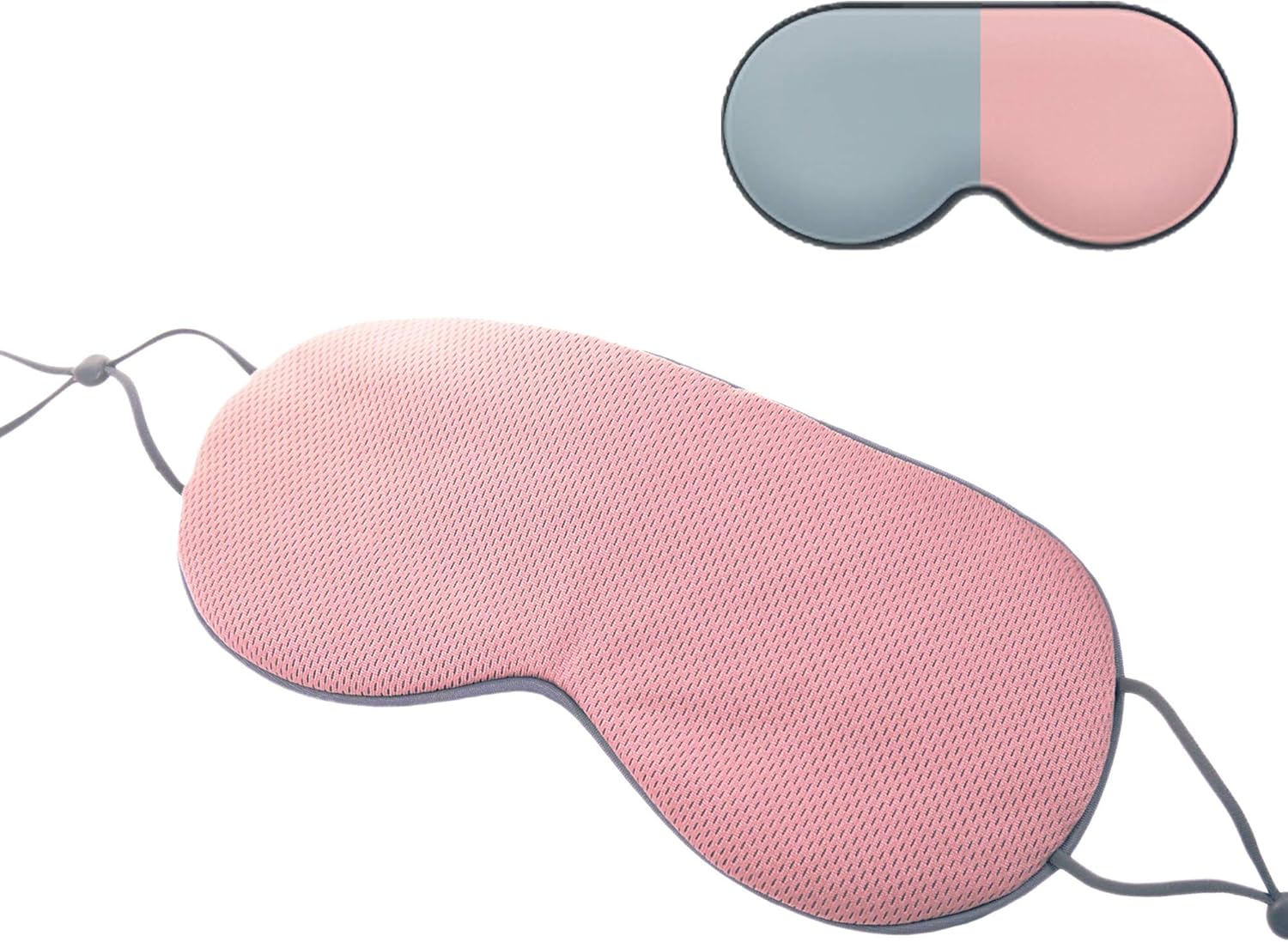 Sleep Mask, DMaos Sleep Aid Super Soft Air Eyes Pillow, Milk Silk and Warm Cloth Sides, Adjustable Slip Hold Strap to Ears – Gray + Pink